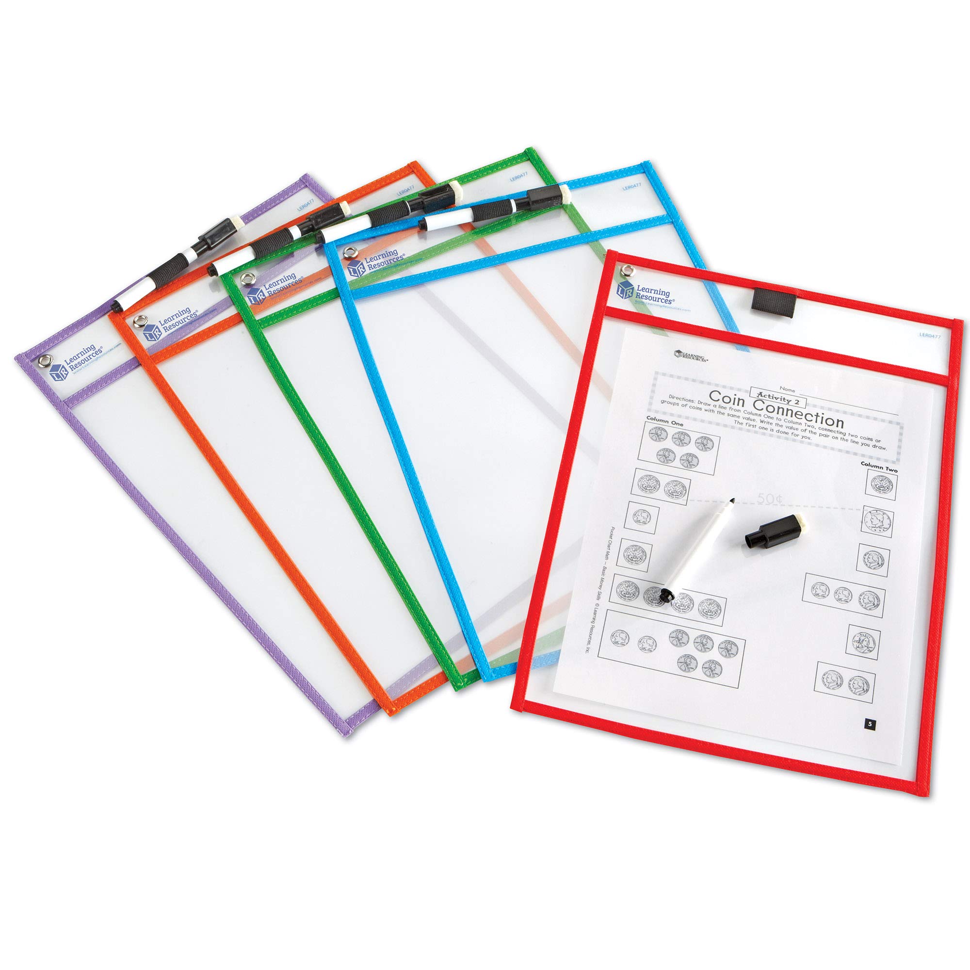 Foto 4 pulgar | Bolsillos De Borrado En Seco, Recursos De Aprendizaje, Escritura Y Limpieza, 5 Unidades - Venta Internacional.