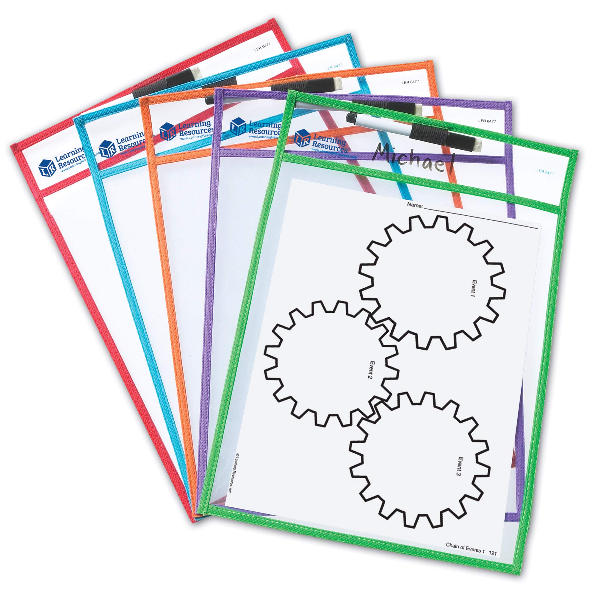Foto 5 pulgar | Bolsillos De Borrado En Seco, Recursos De Aprendizaje, Escritura Y Limpieza, 5 Unidades - Venta Internacional.