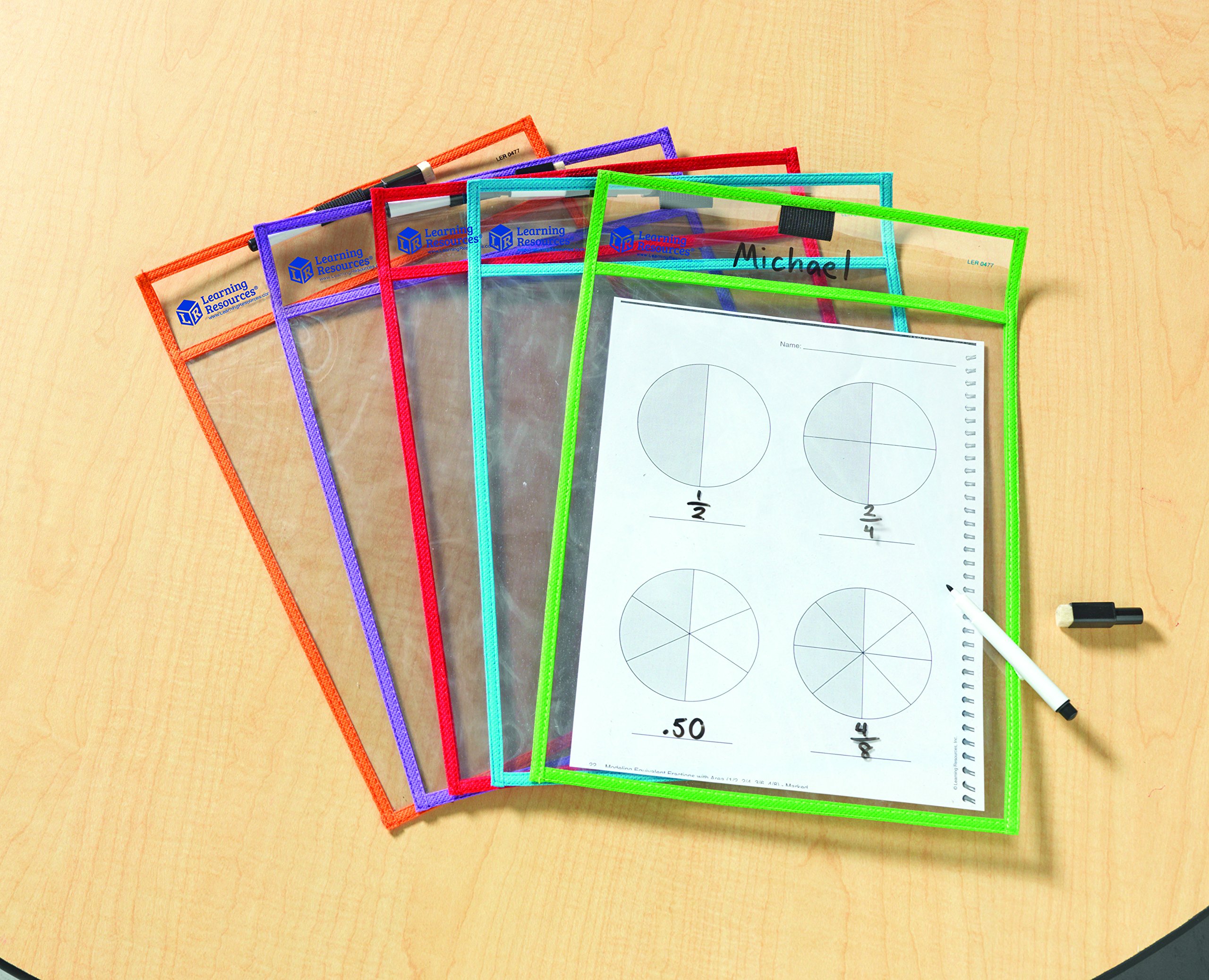Foto 7 | Bolsillos De Borrado En Seco, Recursos De Aprendizaje, Escritura Y Limpieza, 5 Unidades - Venta Internacional.