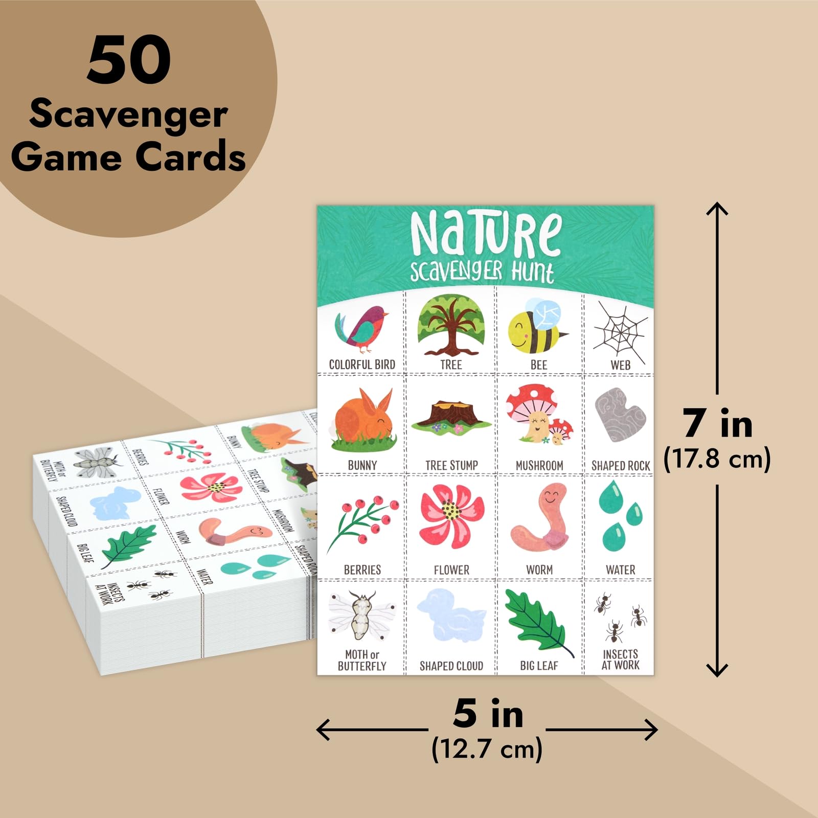 Foto 5 pulgar | Paquete De 50 Tarjetas De Búsqueda Del Tesoro De La Naturaleza Juvale Para Niños De 4 A 8 Años - Venta Internacional.