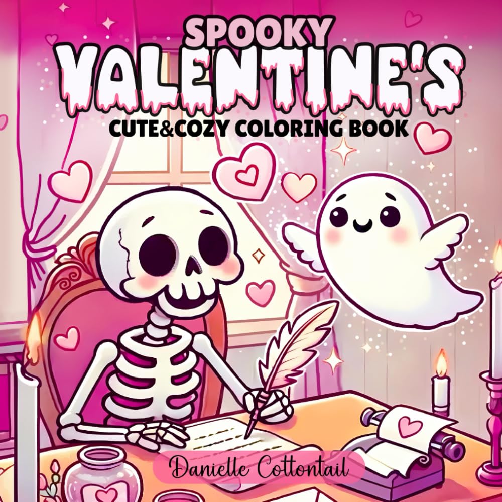 Libro Para Colorear Spooky Valentine's Cute & Cozy 50 Imágenes - Venta Internacional. $541