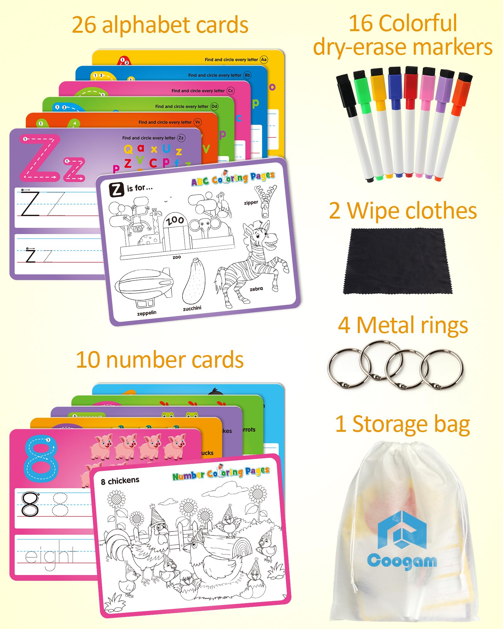 Foto 3 pulgar | Flashcards Coogam, Práctica De Escritura A Mano Y Dibujo, 36 Unidades Para Niños - Venta Internacional.