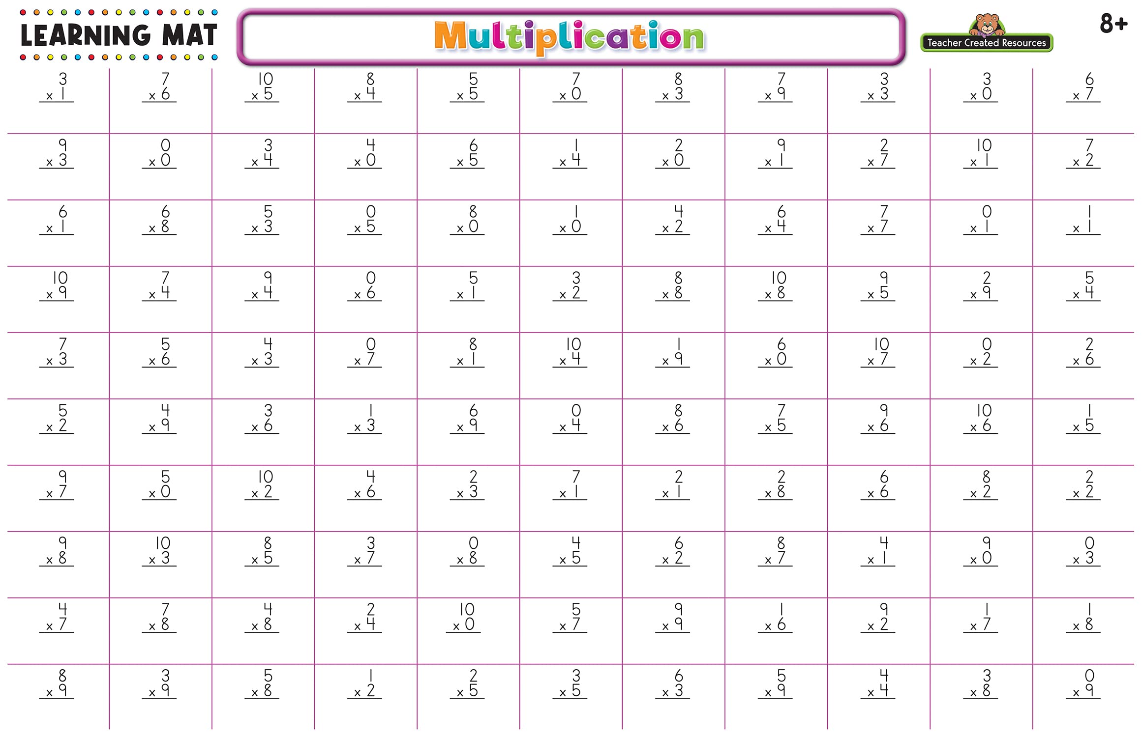 Foto 3 pulgar | Learning Mat Recursos Creados Por El Profesor Multiplicación 8+ - Venta Internacional.