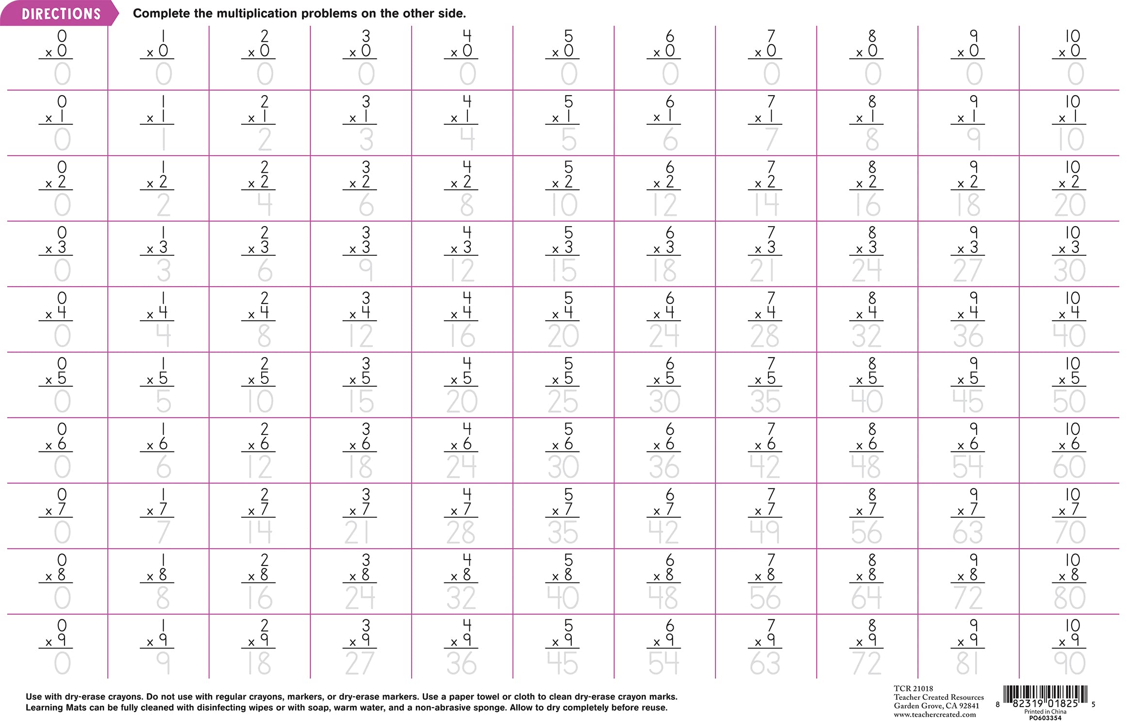 Foto 4 pulgar | Learning Mat Recursos Creados Por El Profesor Multiplicación 8+ - Venta Internacional.