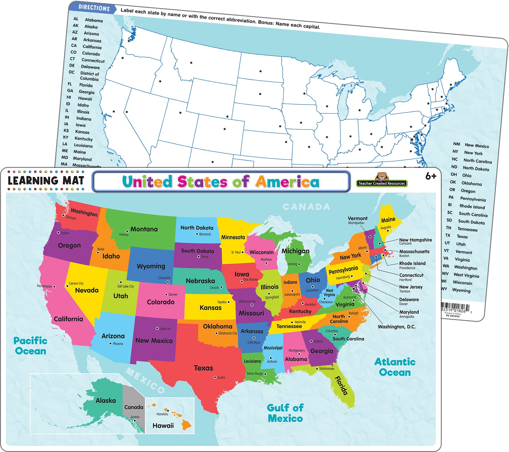 Foto 2 pulgar | Learning Mat Created Resources Usa Map 6+ Years - Venta Internacional.