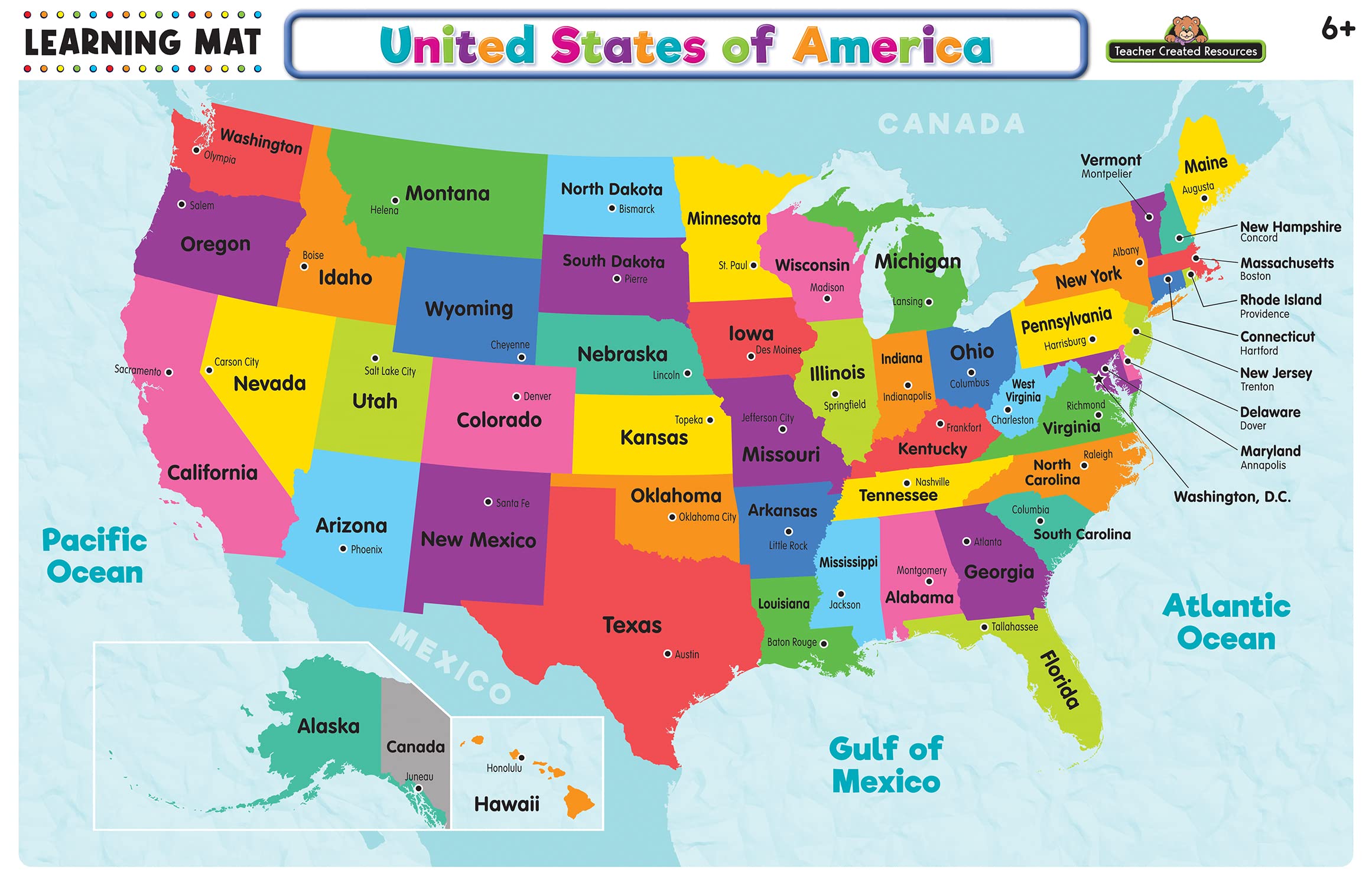Foto 3 pulgar | Learning Mat Created Resources Usa Map 6+ Years - Venta Internacional.