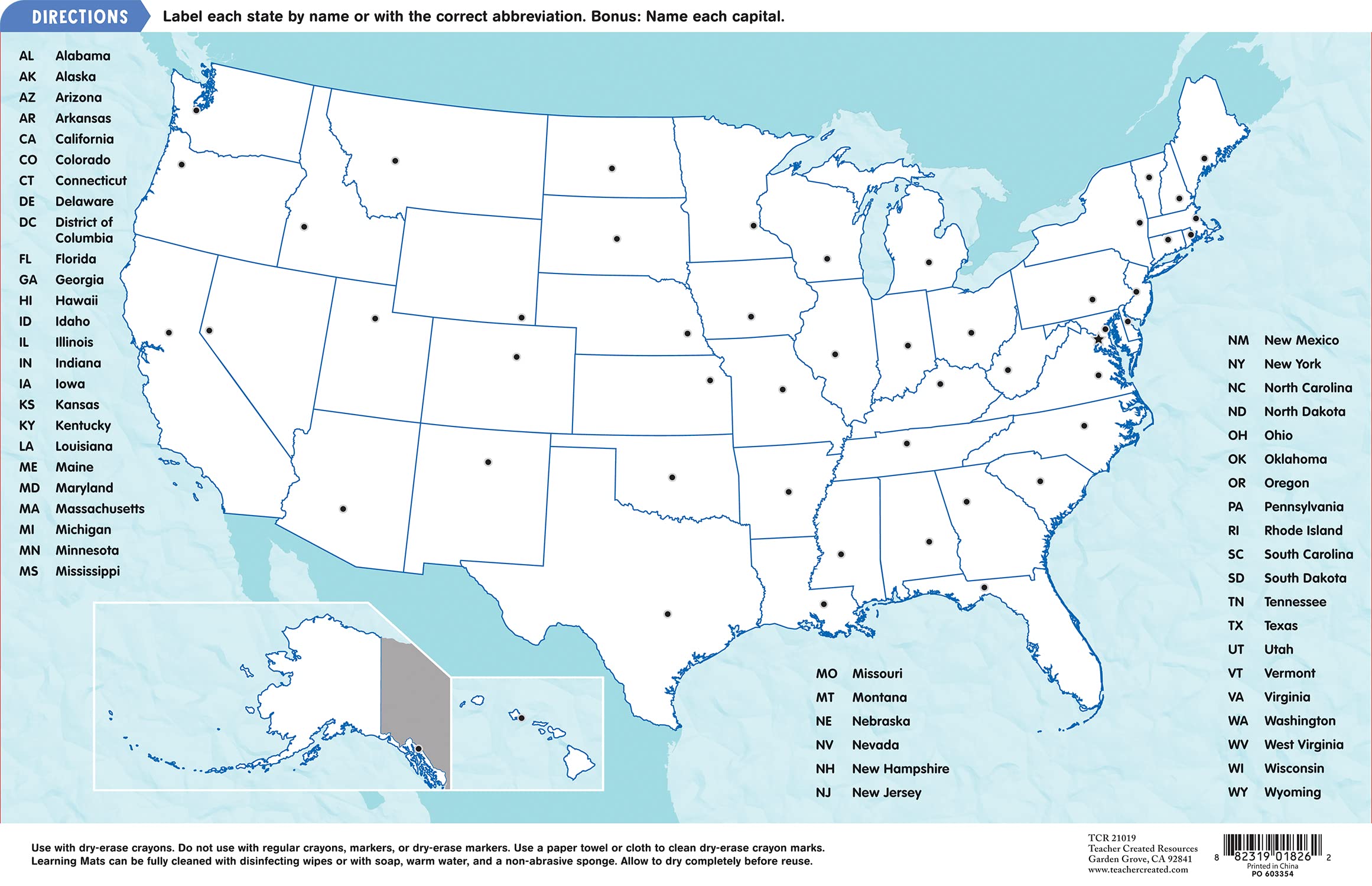 Foto 4 pulgar | Learning Mat Created Resources Usa Map 6+ Years - Venta Internacional.