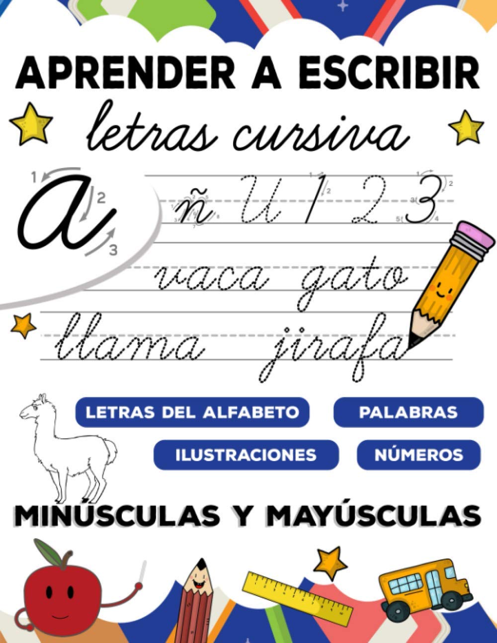 Libro De Trabajo De Escritura Cursiva Para Niños: Aprenda El Alfabeto  Las Palabras Y Los Números - Venta Internaciona