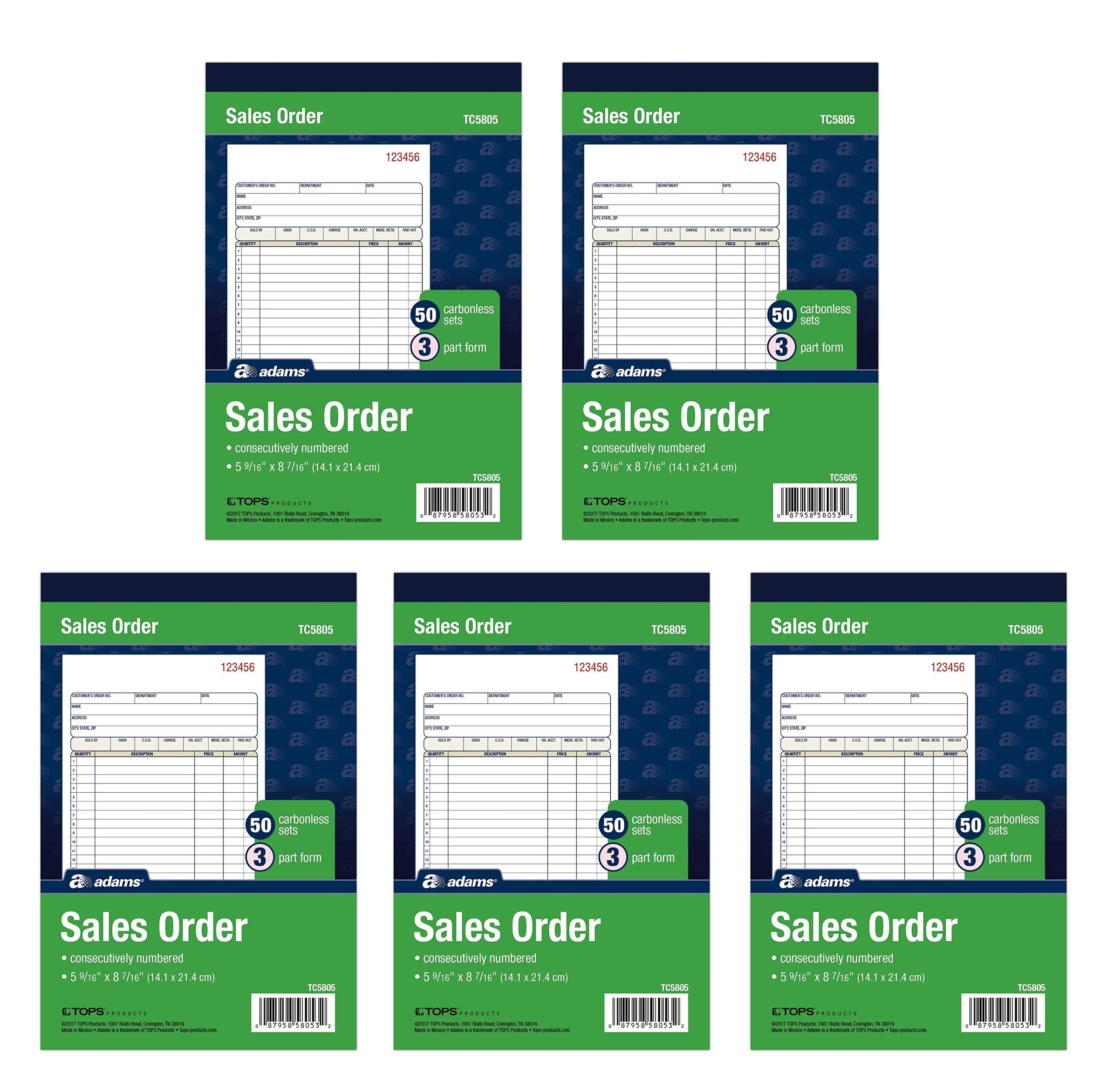 Libro De Pedidos De Venta Adams De 3 Partes  Sin Carbono  250 Juegos En Total - Venta Internacional.
