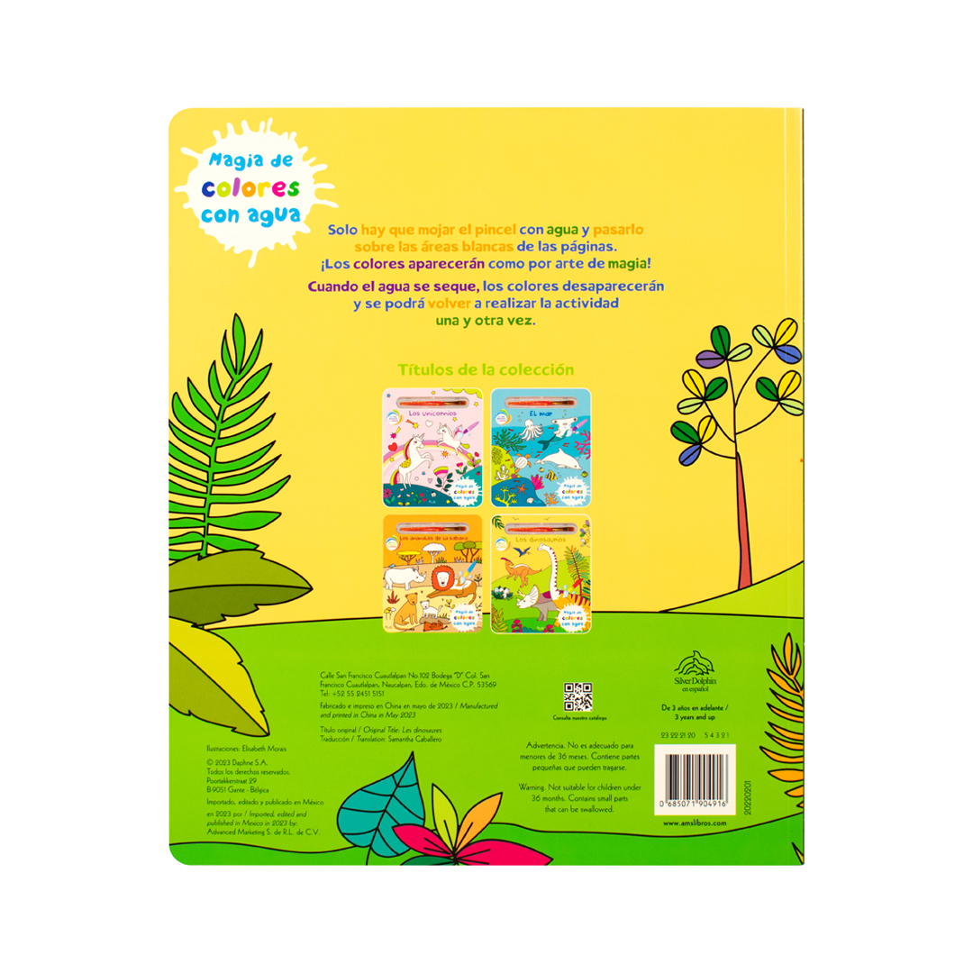 Foto 3 | Libro Infantil Para Colorear: Magia De Los Colores Con Agua Los Dinosaurios