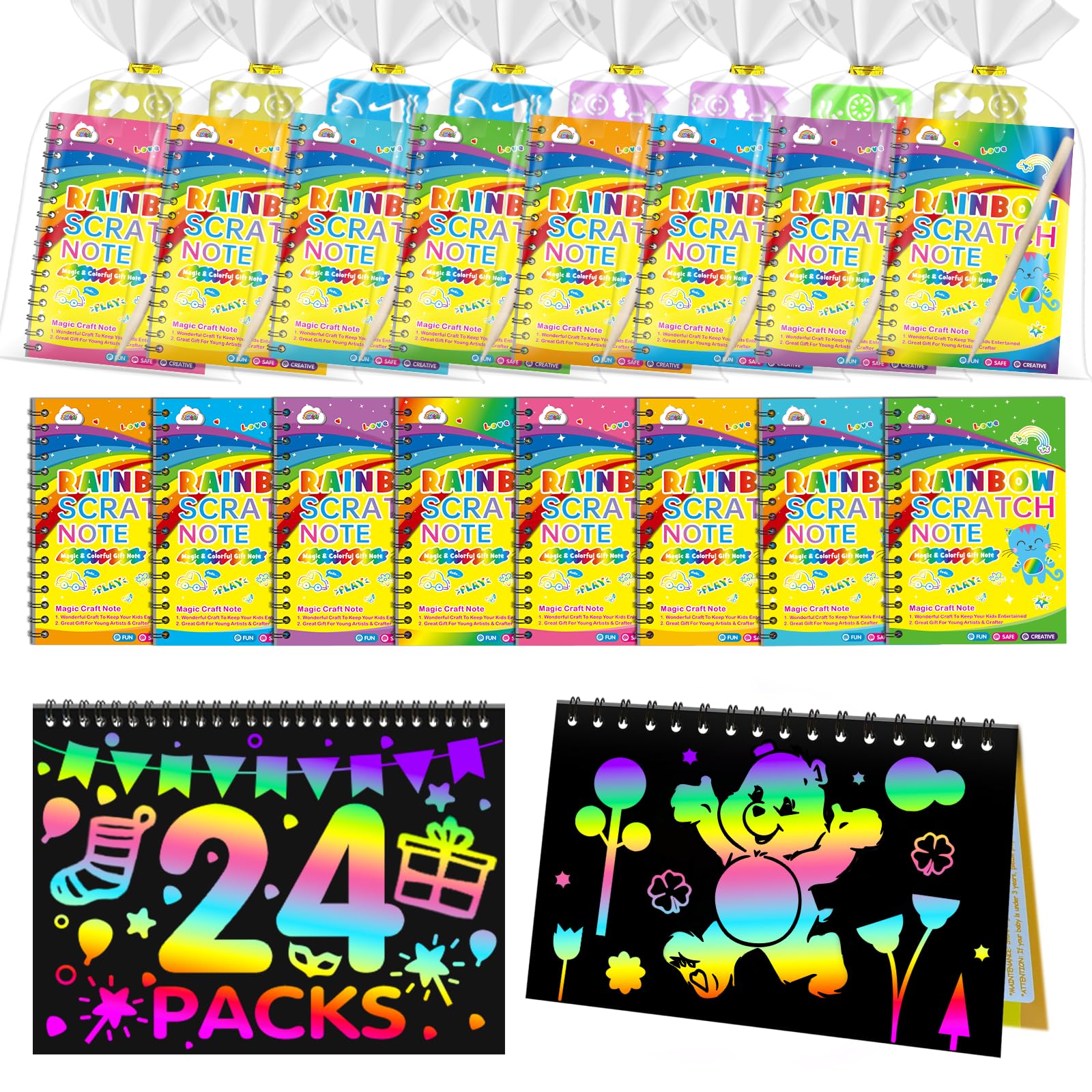 Foto 2 pulgar | Libreta Party Favors Zmlm Rainbow Scratch Art Para Niños, Paquete De 24 - Venta Internacional.