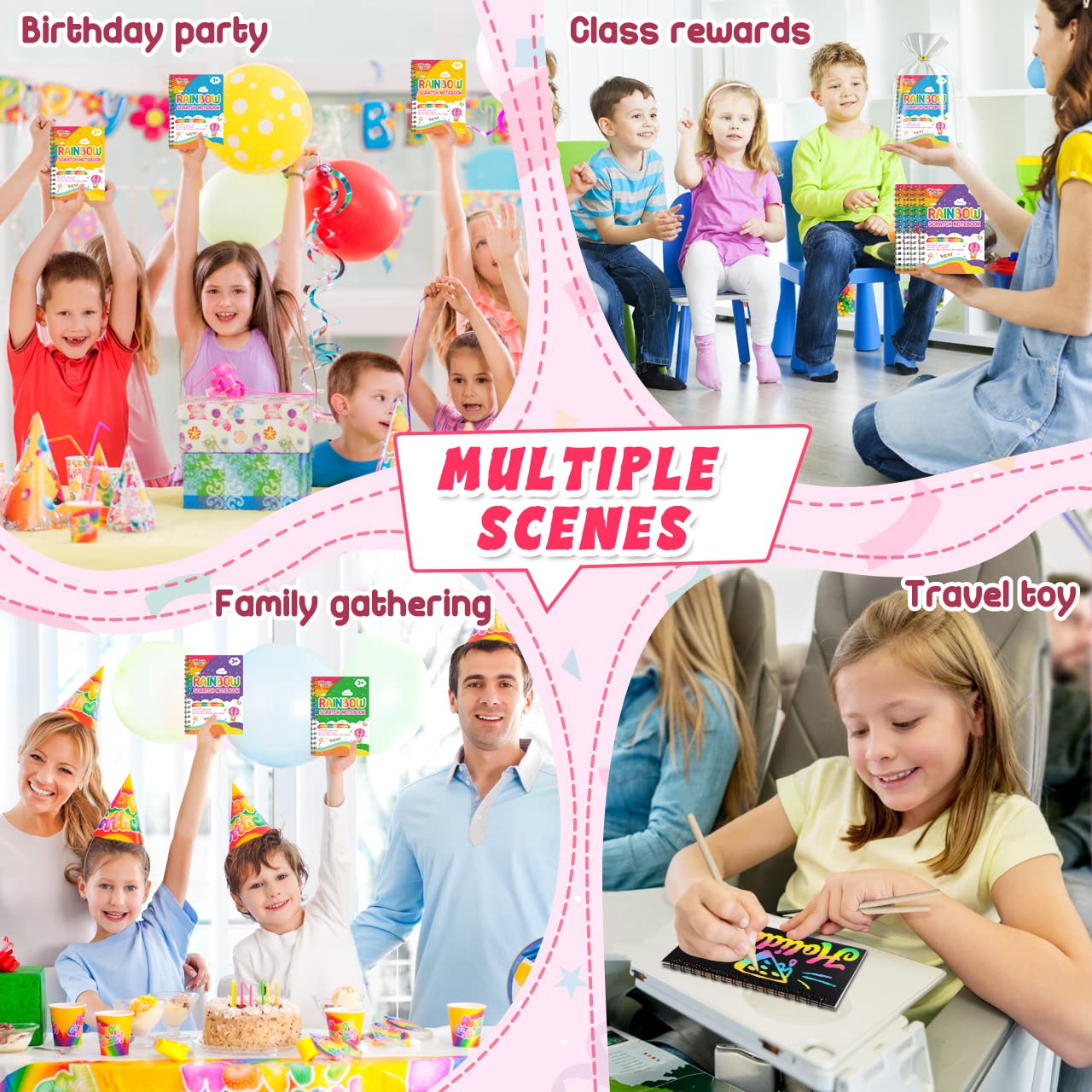 Foto 6 pulgar | Libreta Scratch Art Party Favors Feredo Kids Rainbow, Paquete De 16 - Venta Internacional.
