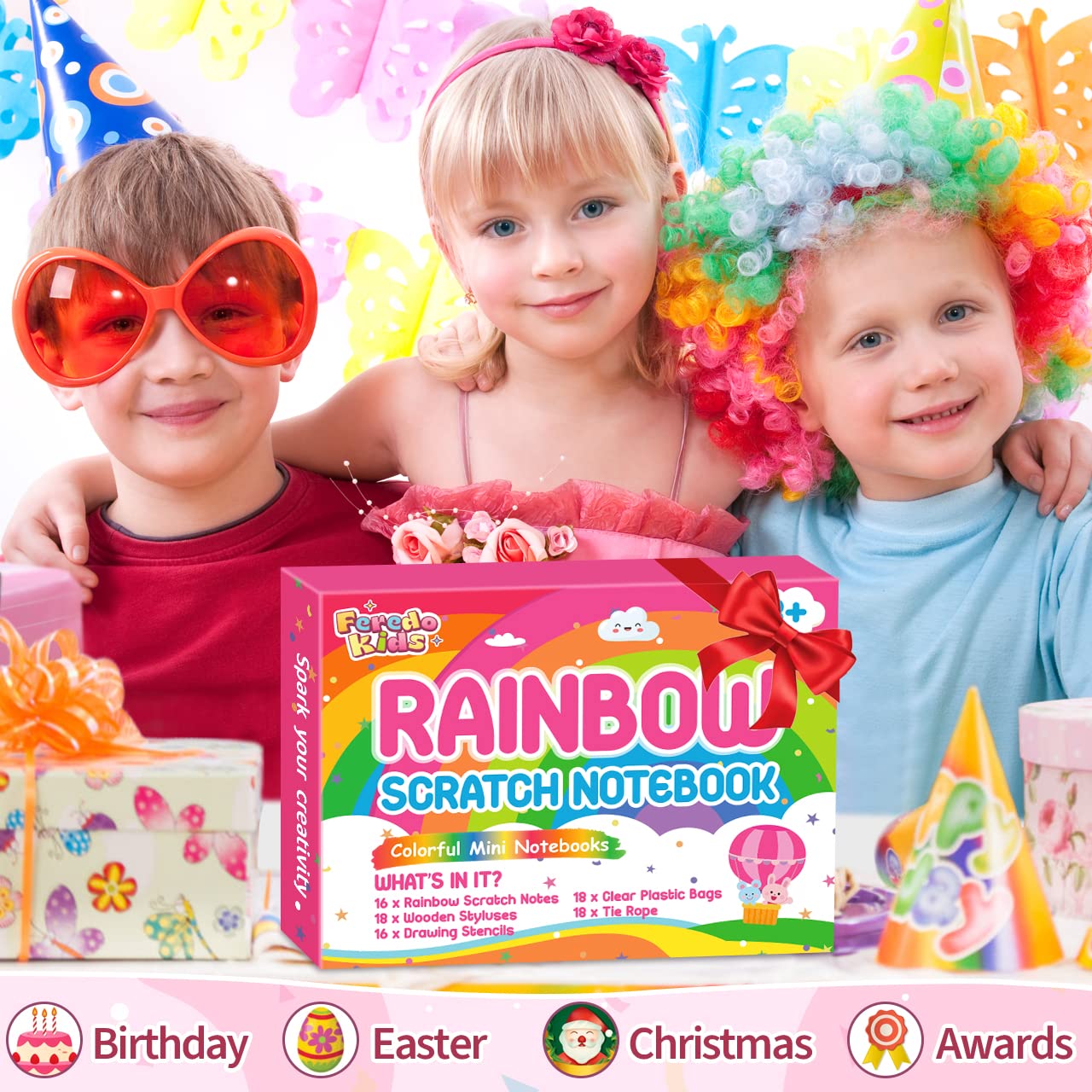 Foto 8 pulgar | Libreta Scratch Art Party Favors Feredo Kids Rainbow, Paquete De 16 - Venta Internacional.