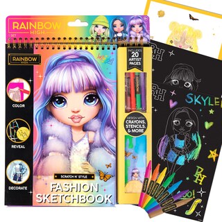 Foto 1 | Cuaderno De Bocetos Moderno Rainbow High Scratch 'n Style Con Plantillas - Venta Internacional.