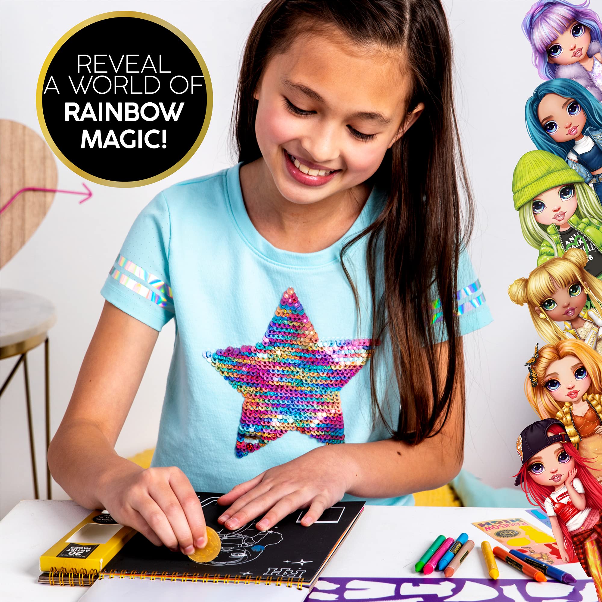 Foto 3 | Cuaderno De Bocetos Moderno Rainbow High Scratch 'n Style Con Plantillas - Venta Internacional.