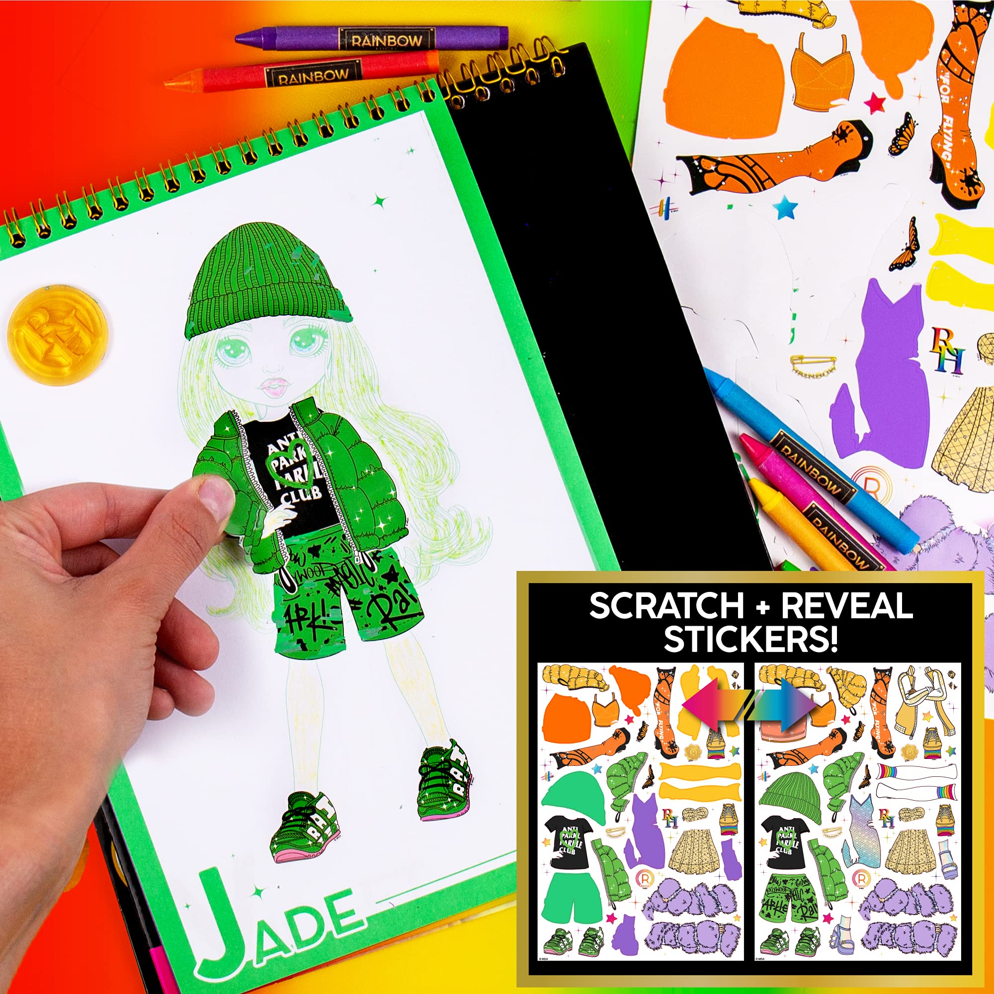 Foto 5 | Cuaderno De Bocetos Moderno Rainbow High Scratch 'n Style Con Plantillas - Venta Internacional.