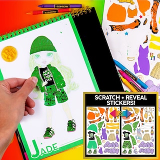 Foto 5 | Cuaderno De Bocetos Moderno Rainbow High Scratch 'n Style Con Plantillas - Venta Internacional.