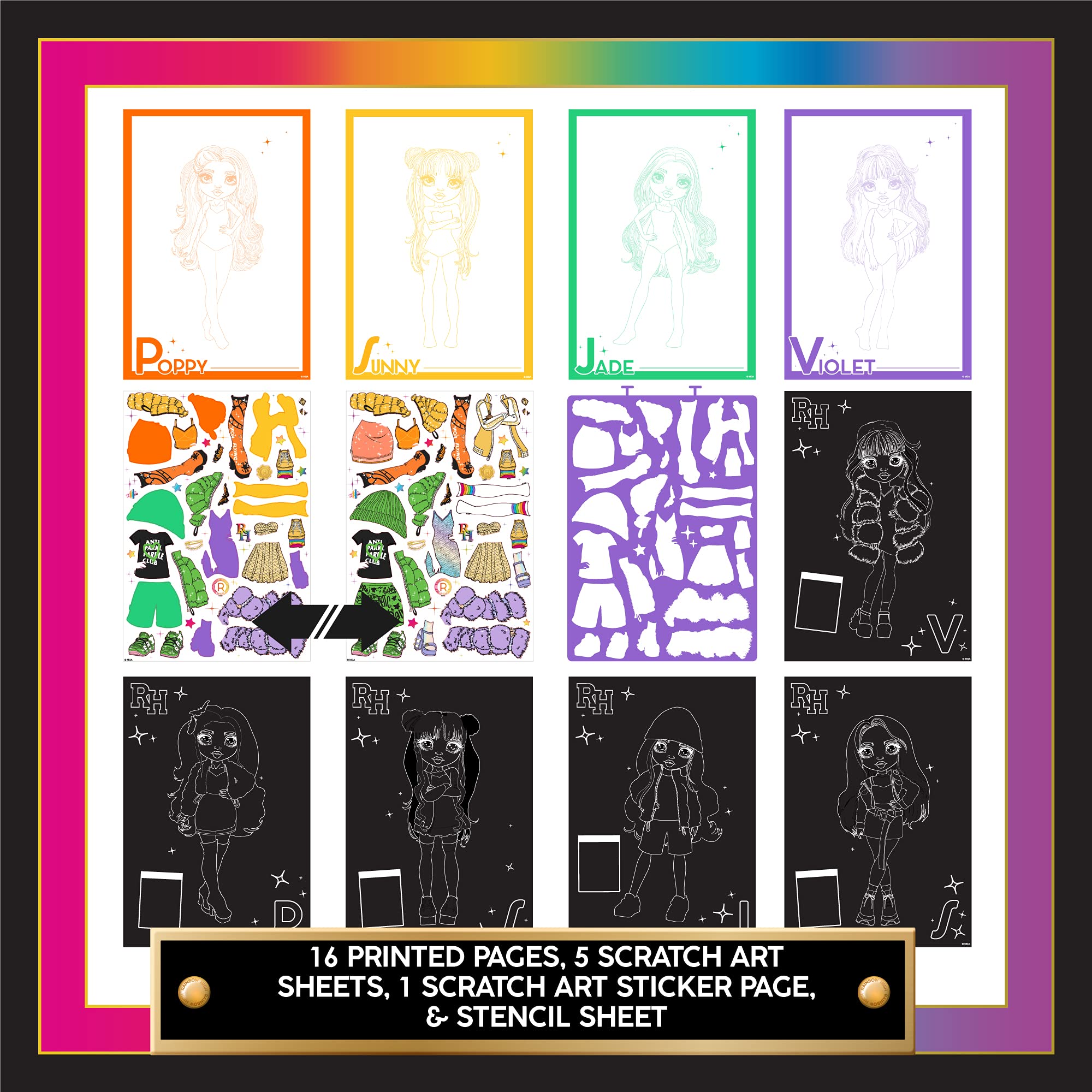 Foto 6 | Cuaderno De Bocetos Moderno Rainbow High Scratch 'n Style Con Plantillas - Venta Internacional.