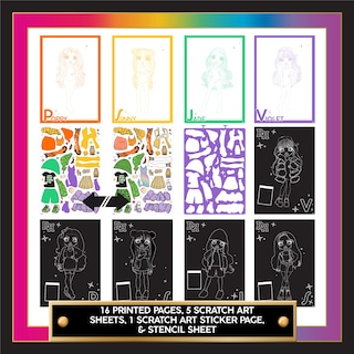 Foto 6 | Cuaderno De Bocetos Moderno Rainbow High Scratch 'n Style Con Plantillas - Venta Internacional.