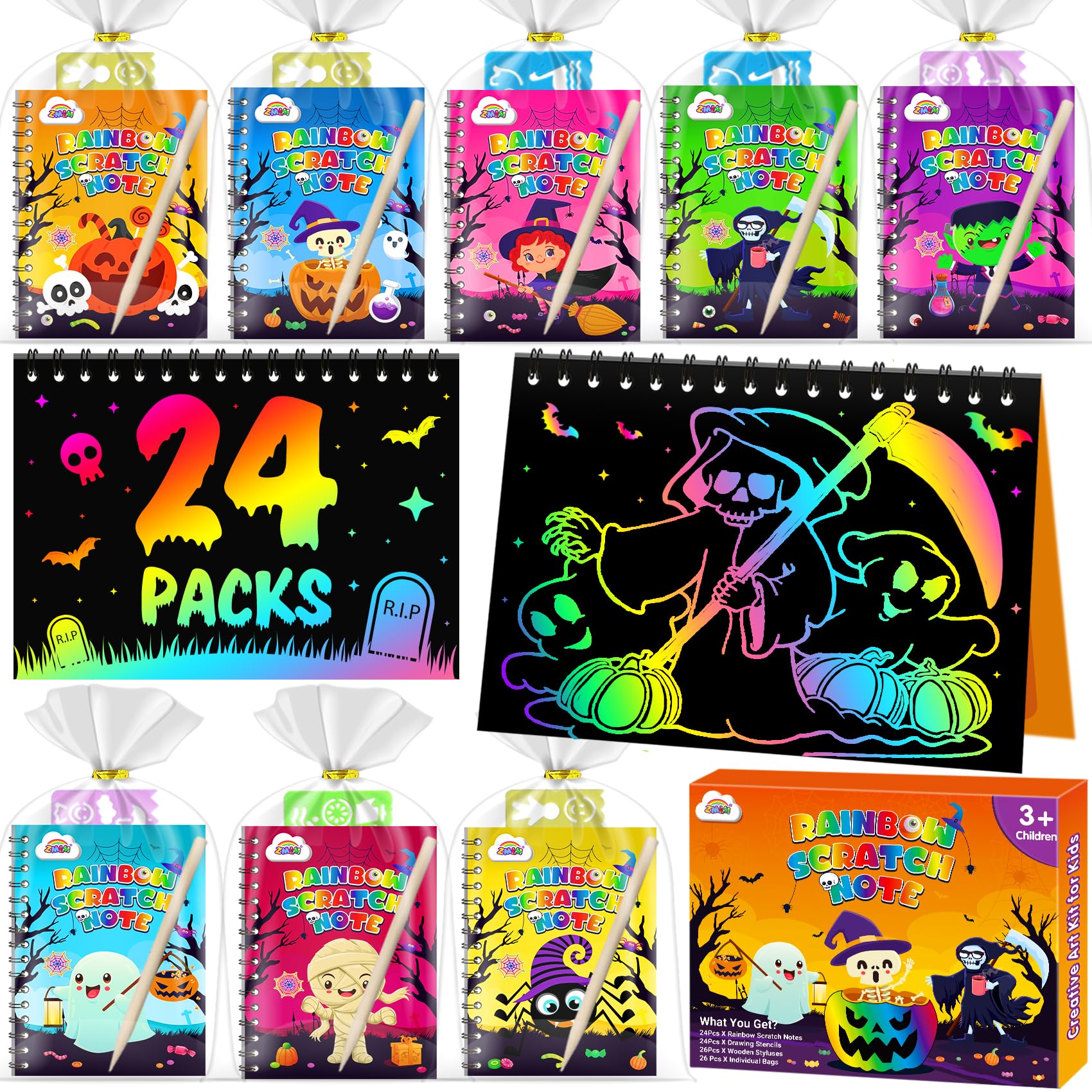 Foto 2 pulgar | Libreta Party Favors Zmlm Rainbow Scratch Art Para Niños, Paquete De 24 - Venta Internacional.