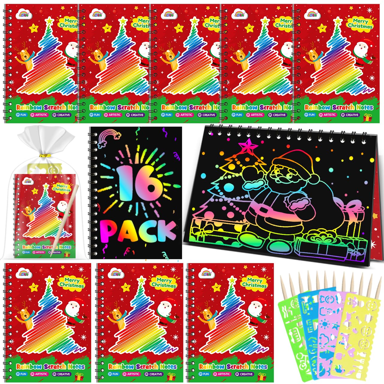 Cuaderno Party Favors Zmlm Christmas Scratch Art, Paquete De 16 - Venta Internacional. $815