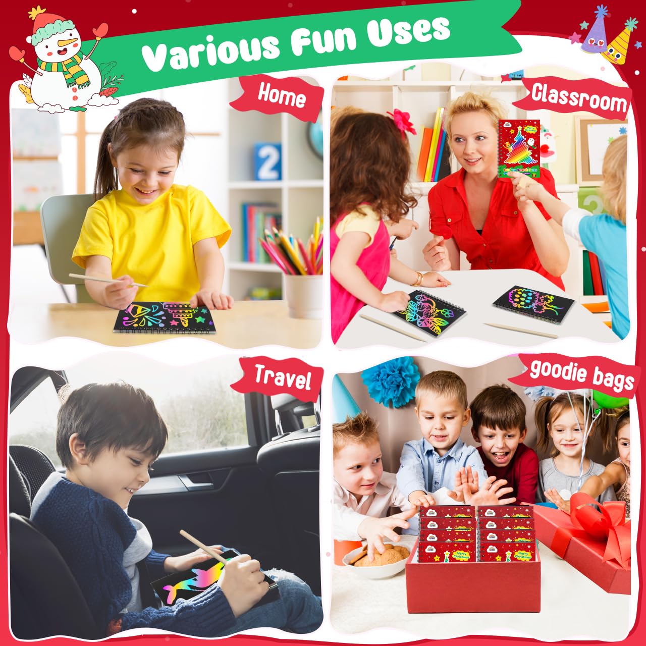 Foto 6 pulgar | Cuaderno Party Favors Zmlm Christmas Scratch Art, Paquete De 16 - Venta Internacional.
