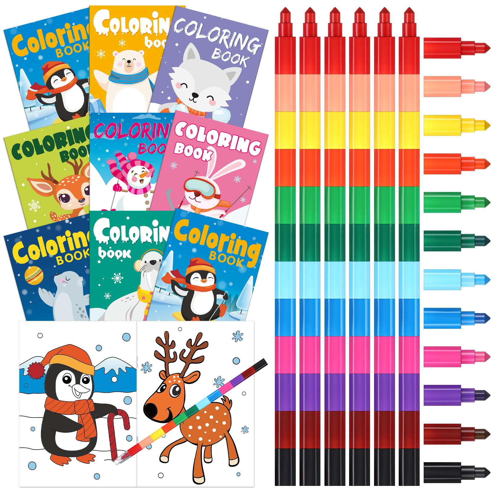 Foto 2 pulgar | Libros Para Colorear Funrous Winter Con Crayones Apilables, 24 Juegos - Venta Internacional.
