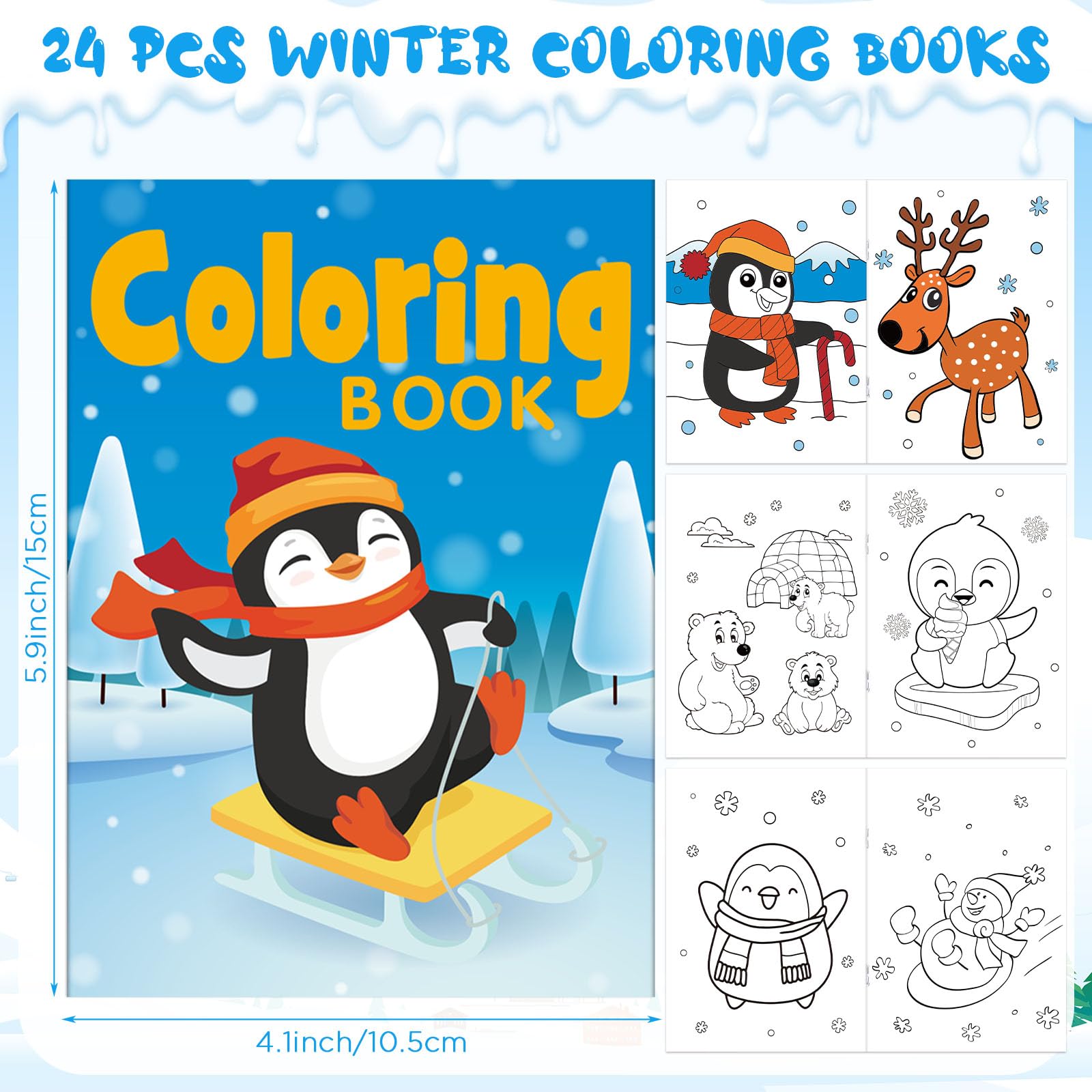 Foto 3 pulgar | Libros Para Colorear Funrous Winter Con Crayones Apilables, 24 Juegos - Venta Internacional.