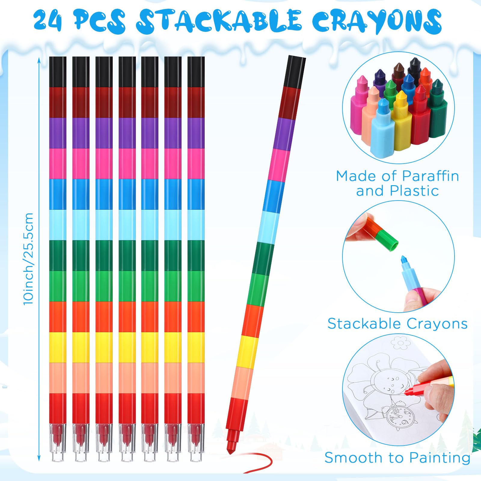 Foto 4 pulgar | Libros Para Colorear Funrous Winter Con Crayones Apilables, 24 Juegos - Venta Internacional.