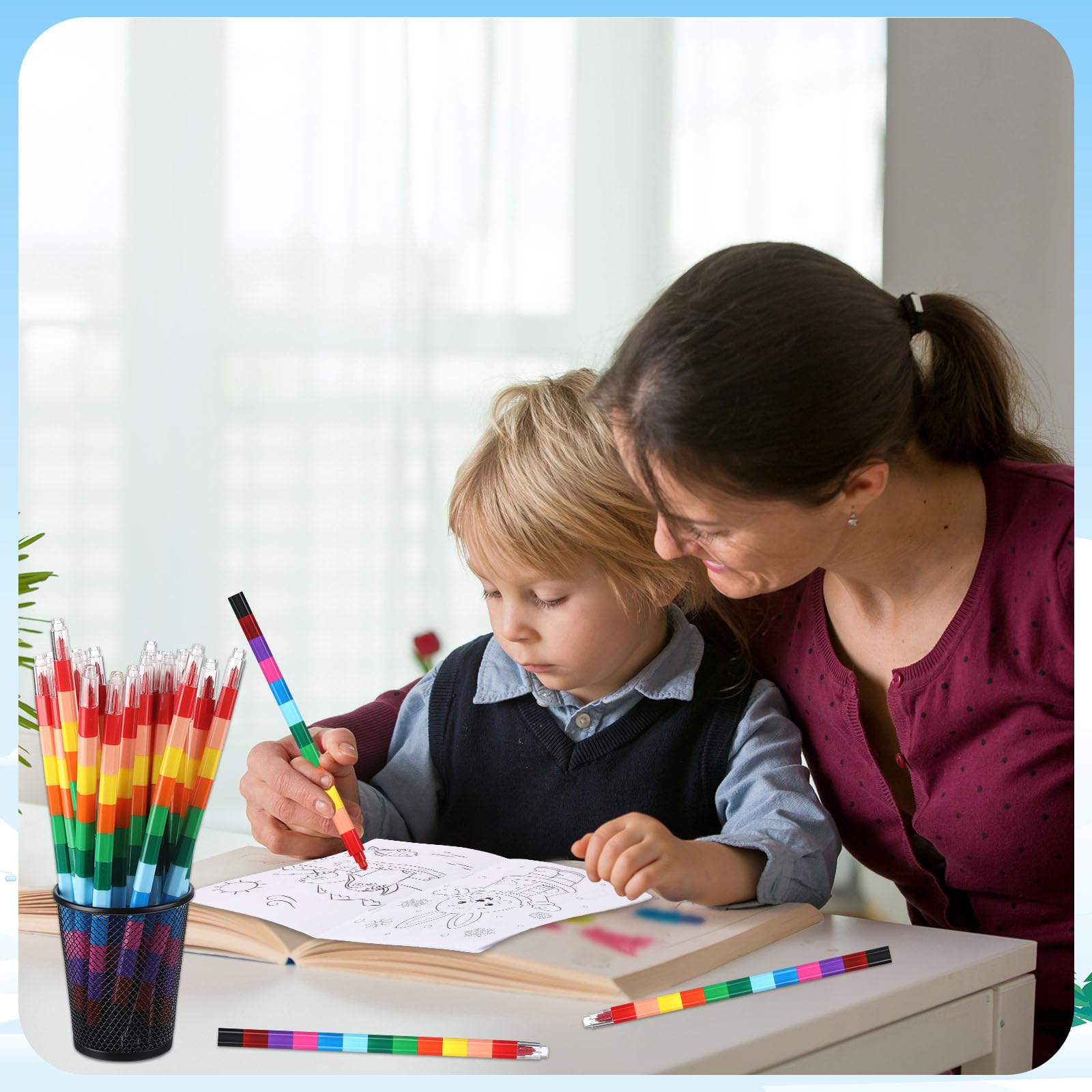 Foto 6 pulgar | Libros Para Colorear Funrous Winter Con Crayones Apilables, 24 Juegos - Venta Internacional.