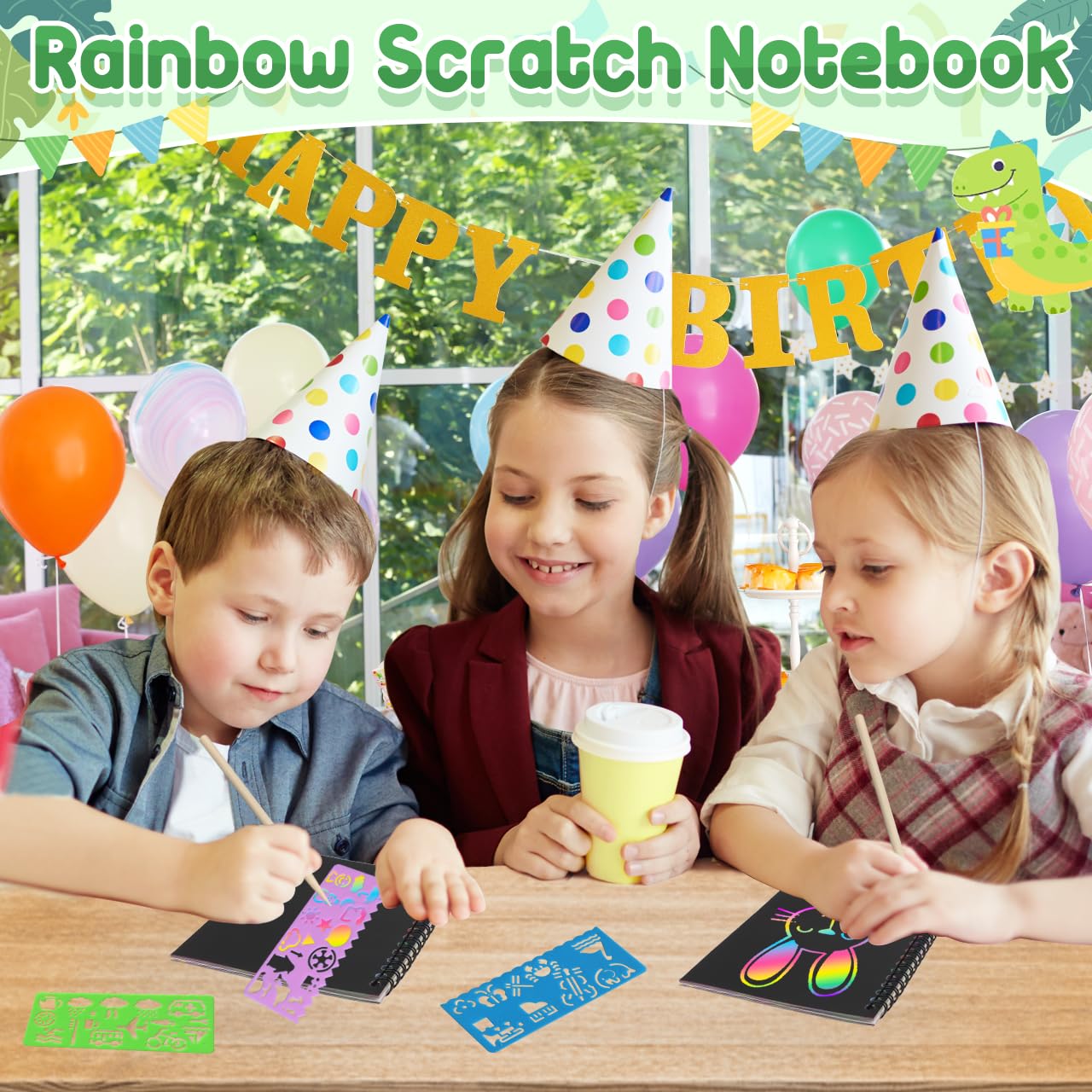 Foto 3 pulgar | Cuaderno Party Favors Scratch Art Para Niños, Paquete De 24 Unidades, Diseño De Dinosaurios - Venta Internacional.