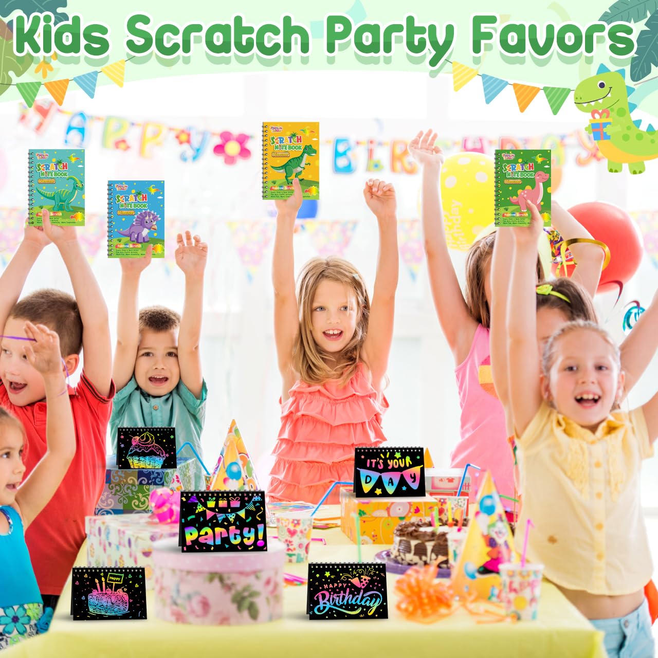 Foto 4 pulgar | Cuaderno Party Favors Scratch Art Para Niños, Paquete De 24 Unidades, Diseño De Dinosaurios - Venta Internacional.