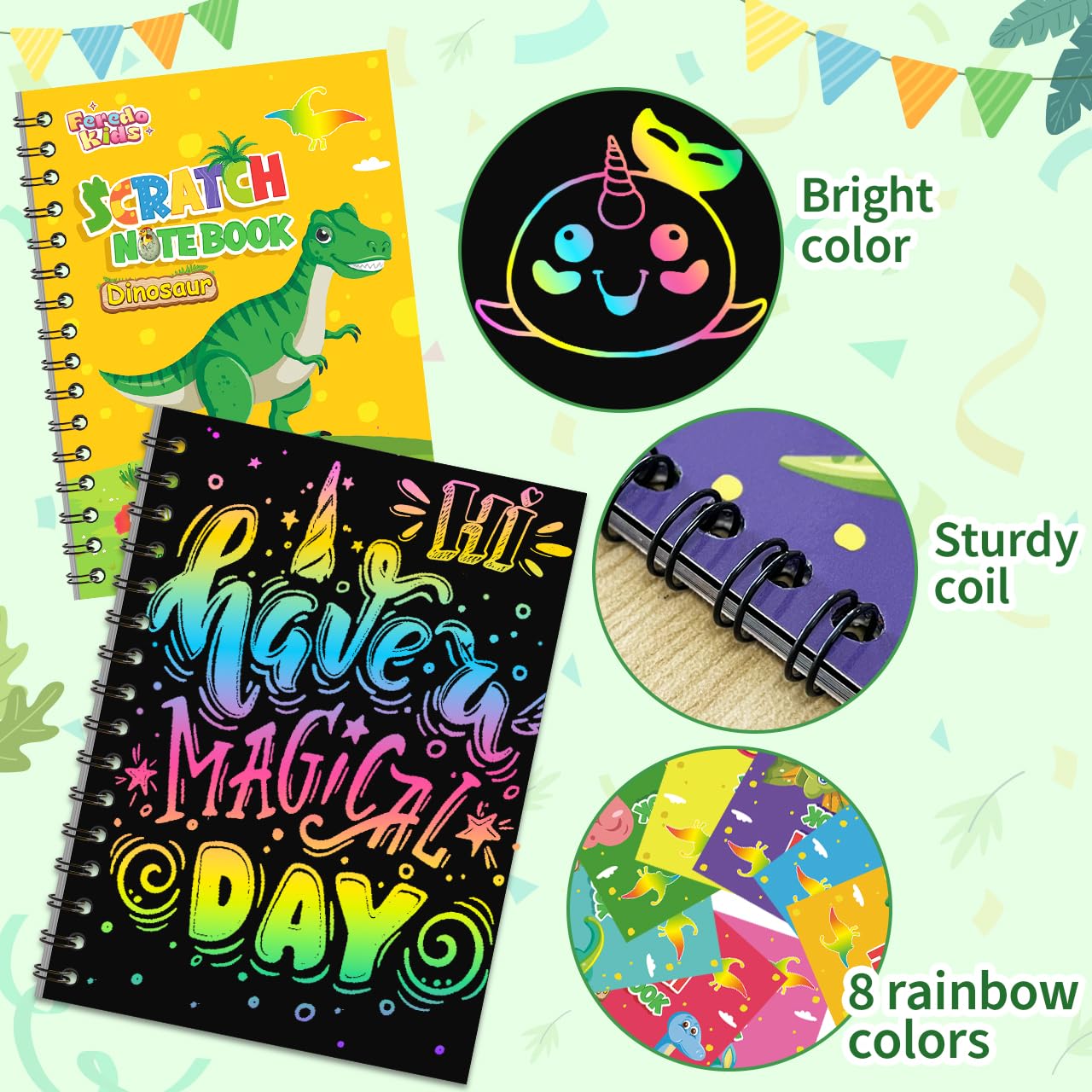 Foto 5 pulgar | Cuaderno Party Favors Scratch Art Para Niños, Paquete De 24 Unidades, Diseño De Dinosaurios - Venta Internacional.