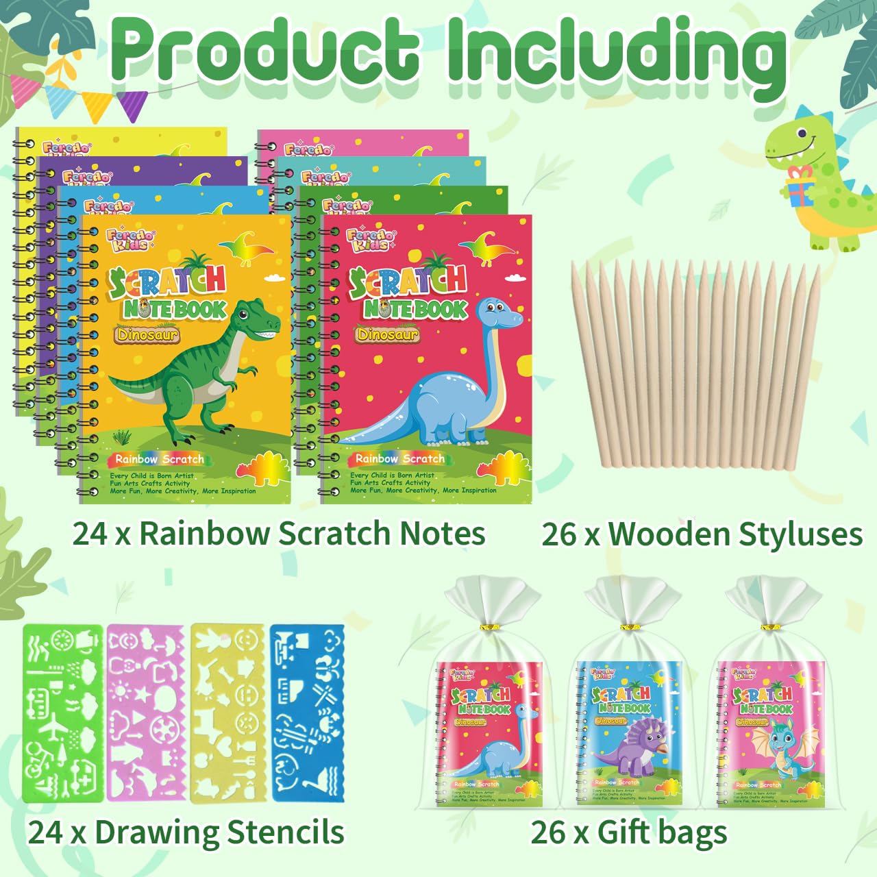 Foto 8 pulgar | Cuaderno Party Favors Scratch Art Para Niños, Paquete De 24 Unidades, Diseño De Dinosaurios - Venta Internacional.