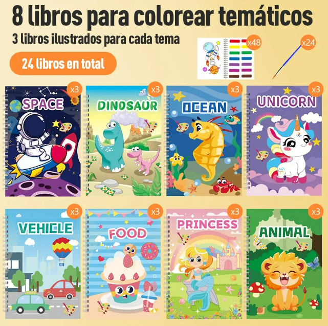 Foto 3 pulgar | Kit Creativo Xtellar De 24 Dibujos Para Colorear Con Pinceles De Acuarela - Explora Y Aprende Con Arte