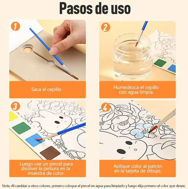 Foto 5 pulgar | Kit Creativo Xtellar De 24 Dibujos Para Colorear Con Pinceles De Acuarela - Explora Y Aprende Con Arte
