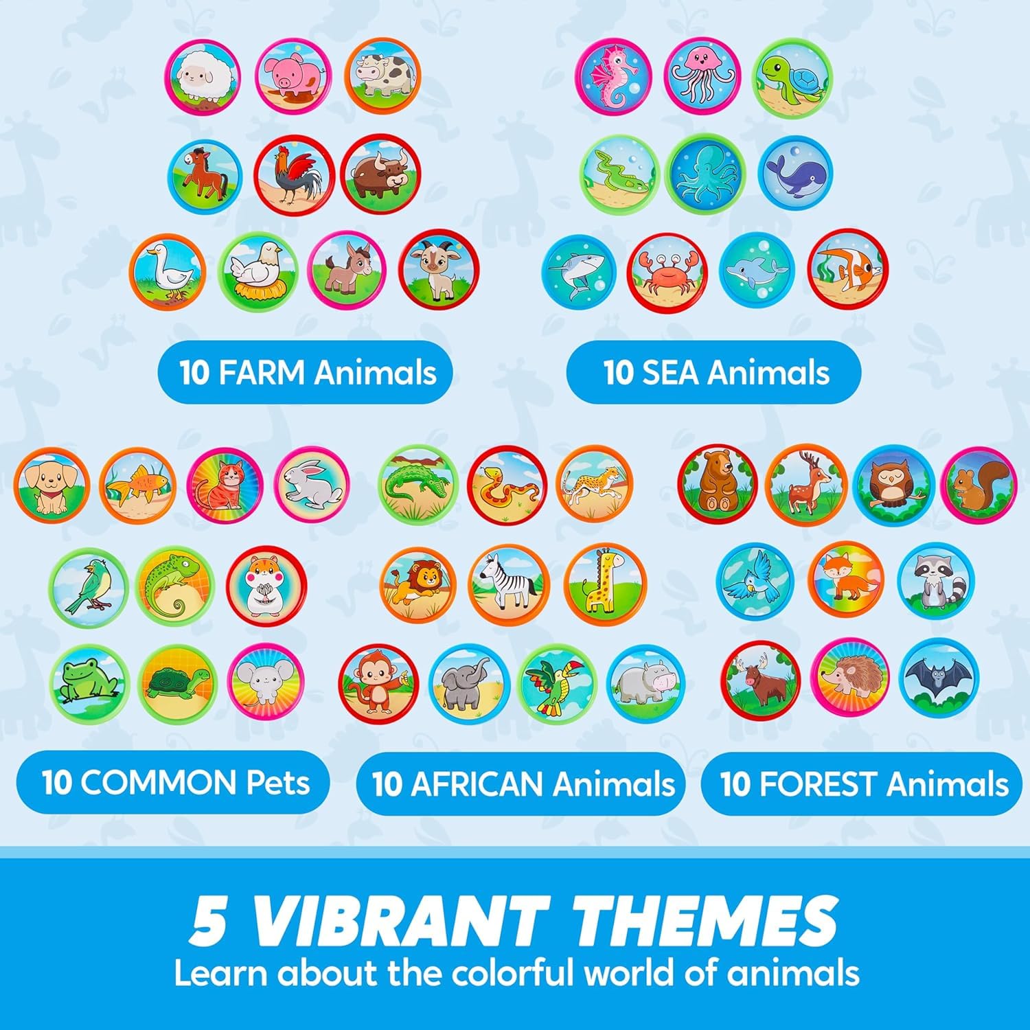 Foto 4 pulgar | Juego De Sellos Joyin Animal  50 Unidades  Para Niños  Con 50 Diseños Diferentes - Venta Internacional.