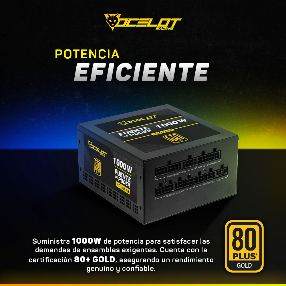 Foto 7 pulgar | Fuente de Poder Ocelot Gaming OPS1000 de 1000w ATX Modular 80+ Gold