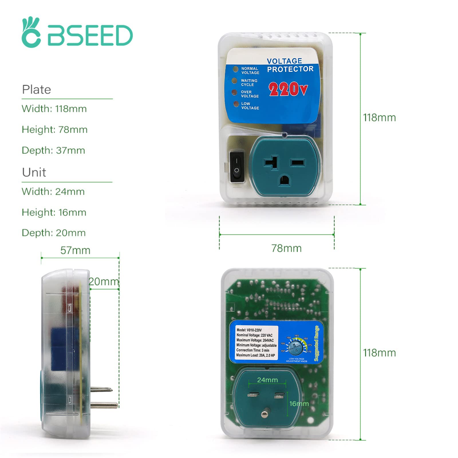 Foto 4 pulgar | Protector Contra Sobretensiones Bseed, Certificado Etl, 220 V, 400 W, Para El Hogar, Paquete De 2 - Venta Internacional.