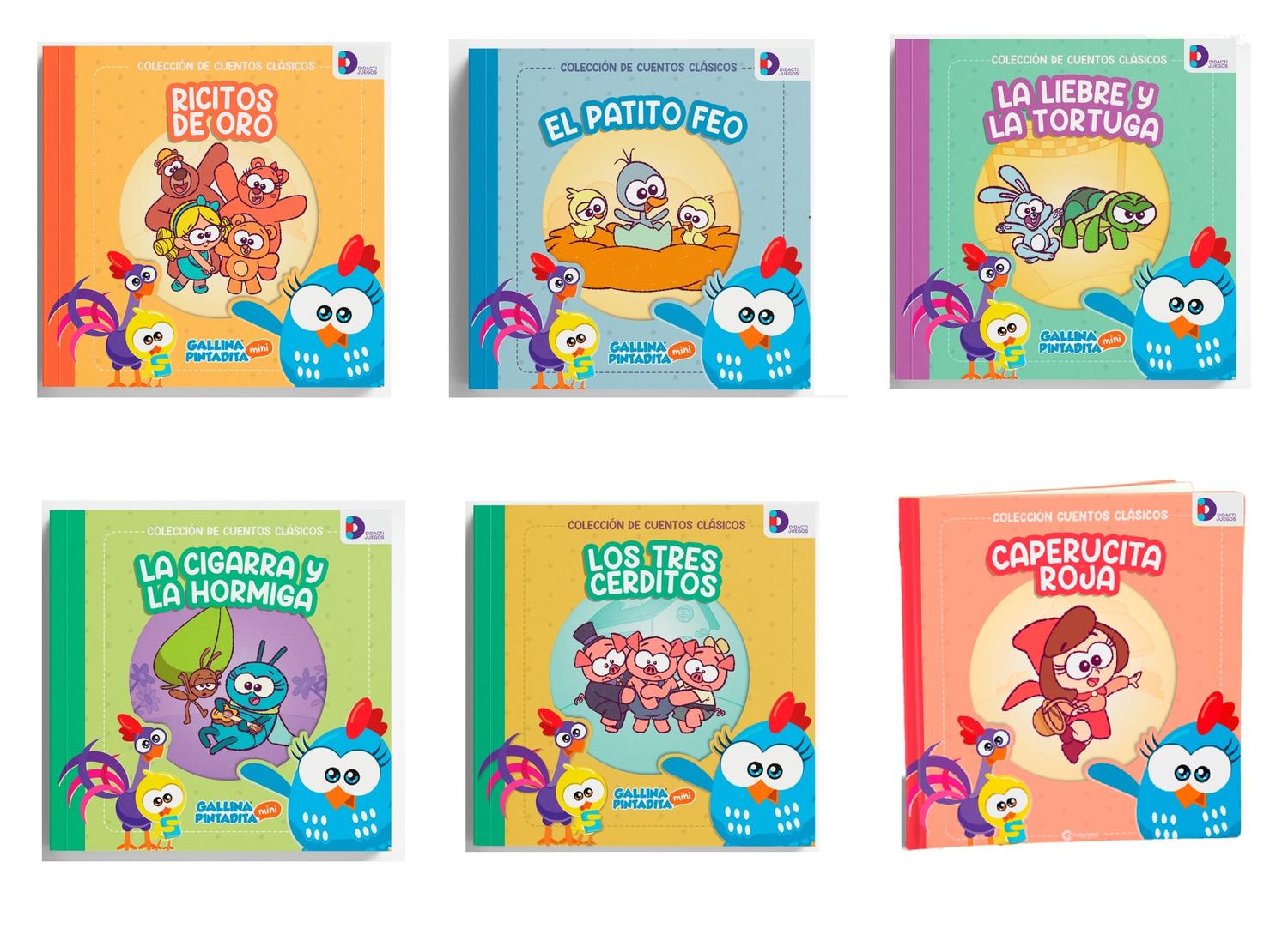 Colección de Cuentos Clásicos Infantiles: Gallina Pintadita - 6 Piezas- Didactijuegos