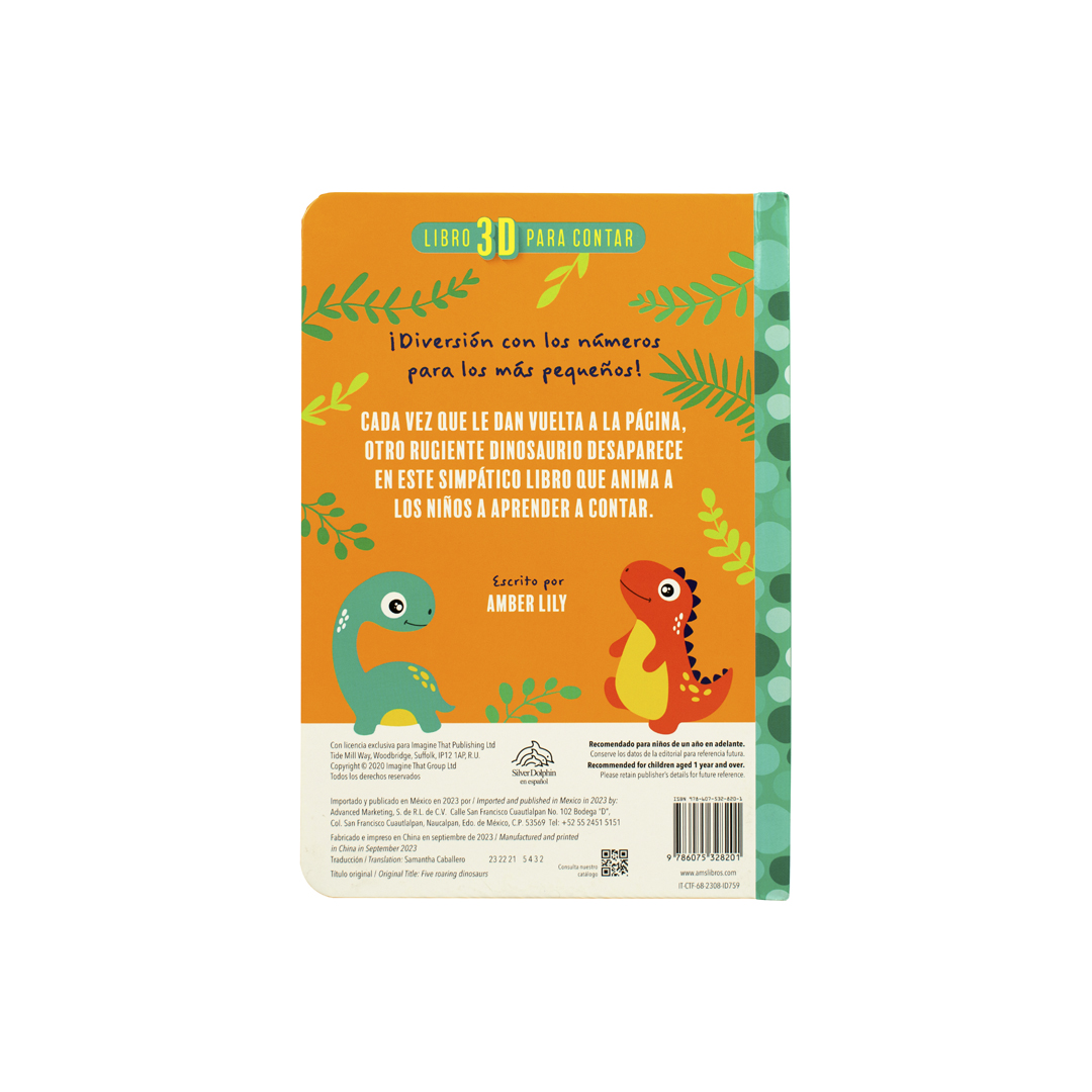 Foto 5 pulgar | Libro Infantil 3D para Aprender a Contar: 5 Dinosaurios Rugientes