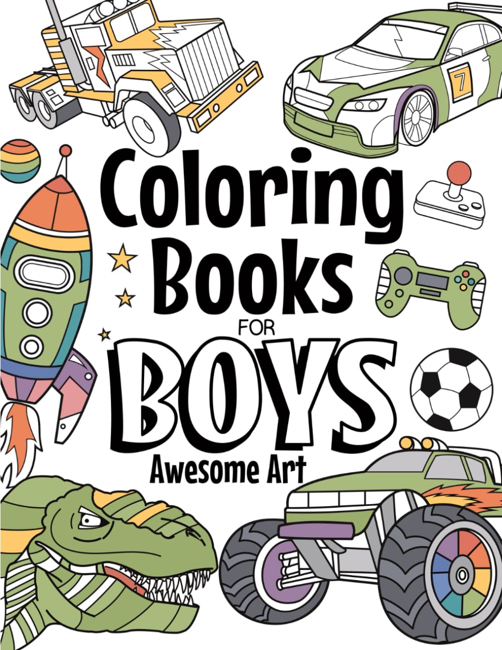 Libro Para Colorear Publicado De Forma Independiente Awesome Art Boys 4-8 Y - Venta Internacional.