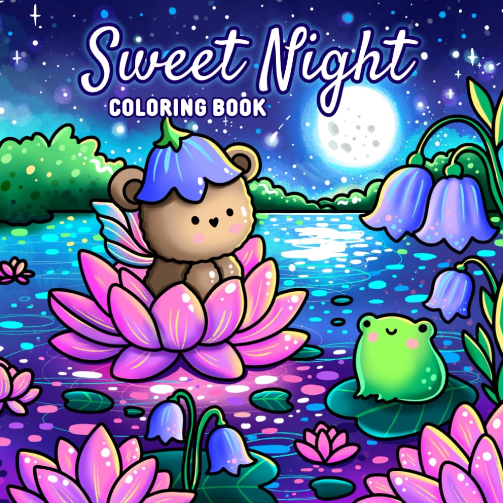 Libro Para Colorear Sweet Night 42 Ilustraciones Mágicas Para Todas Las Edades - Venta Internacional.