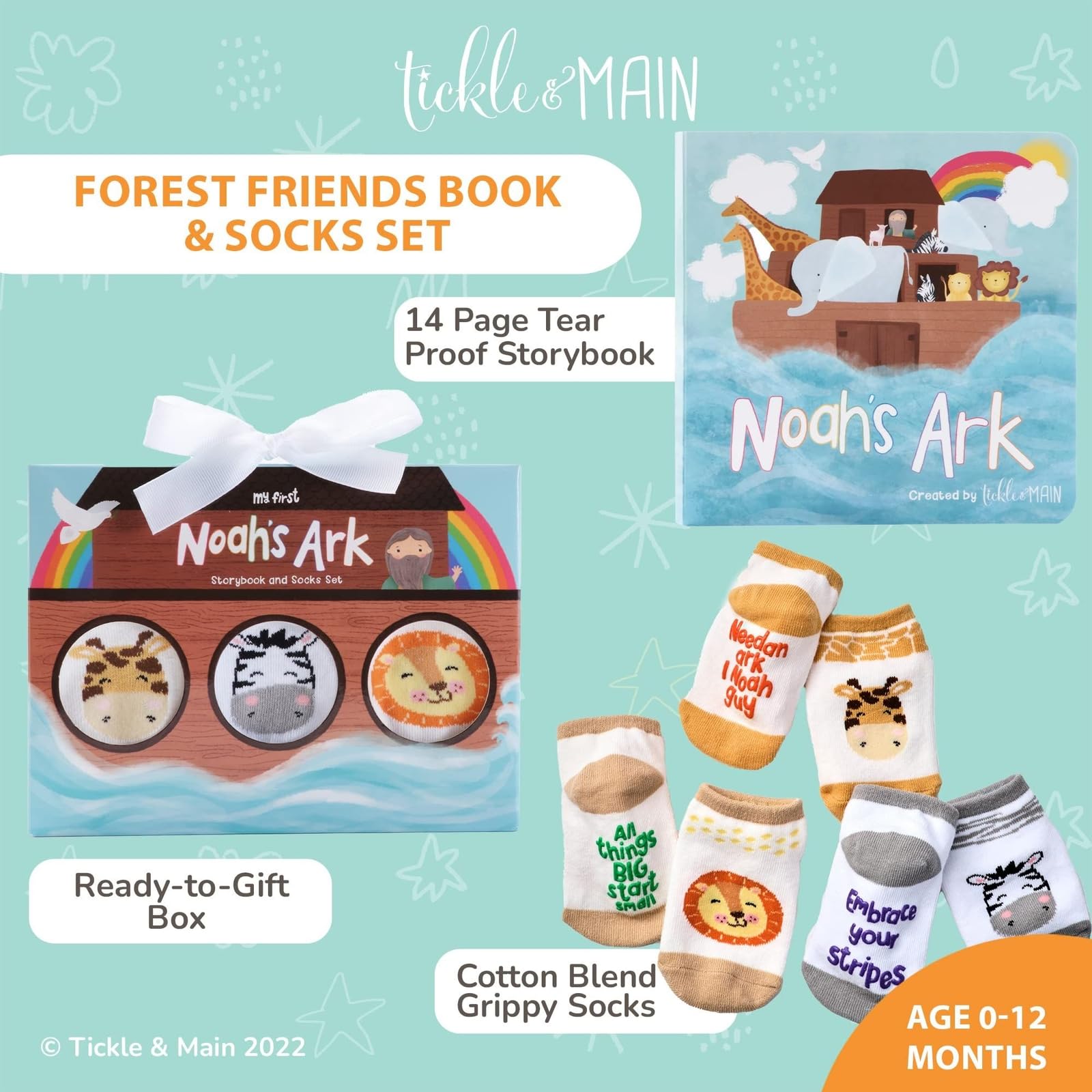 Foto 2 | Set de Libros Tickle & Main Noah's Ark + 3 Pares de Calcetines - Venta Internacional