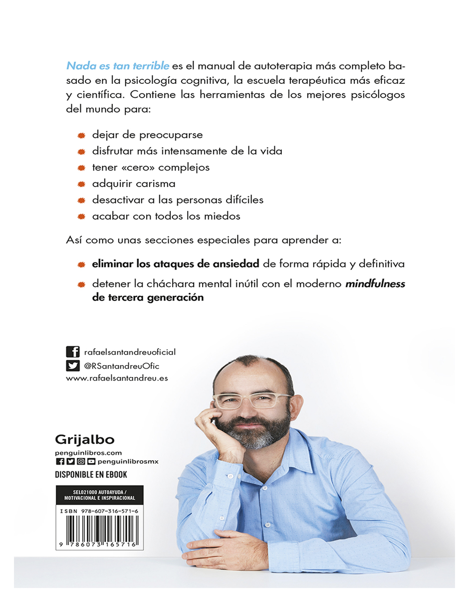 Foto 3 pulgar | Libro Nada es Tan Terrible Editorial Grijalbo Autor Rafael Santandreu