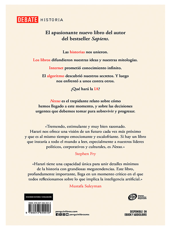 Foto 3 pulgar | Libro Nexus Editorial  Debate Autor Yuval Noah Harari
