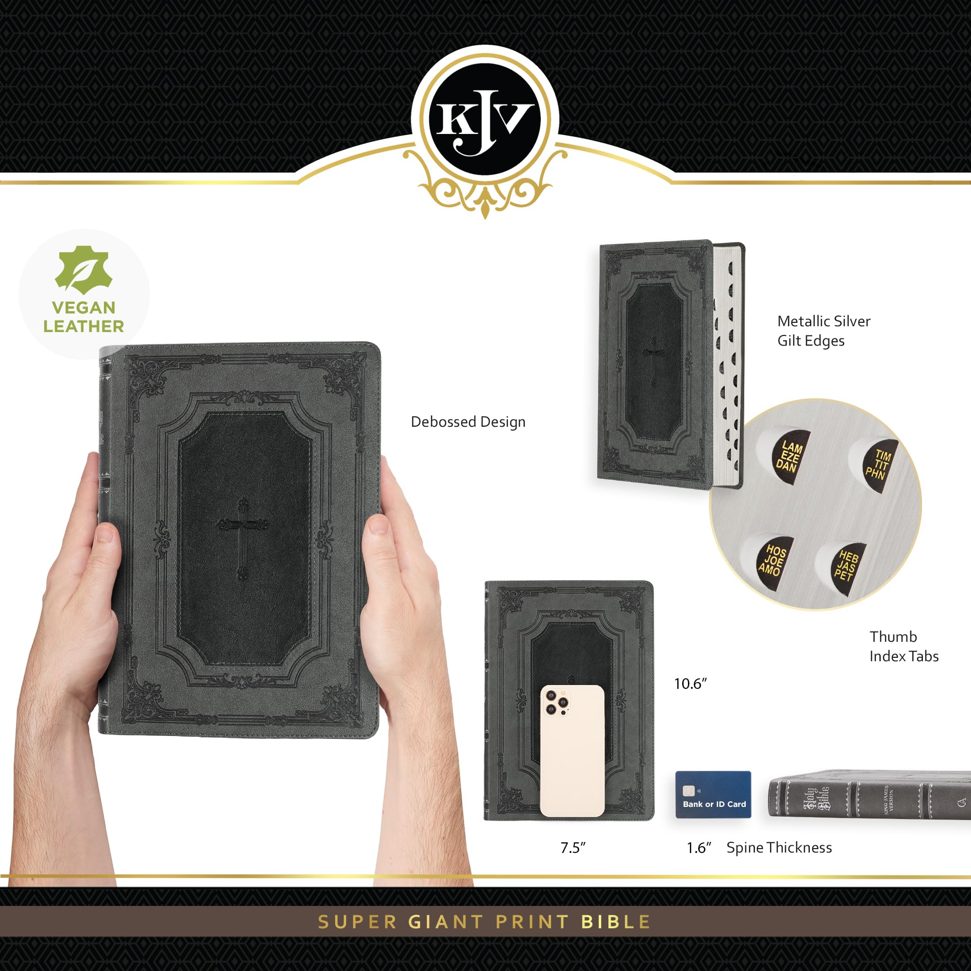 Foto 4 pulgar | Cuero Sintético Con Estampado Supergigante De La Santa Biblia De Book Kjv - Venta Internacional.