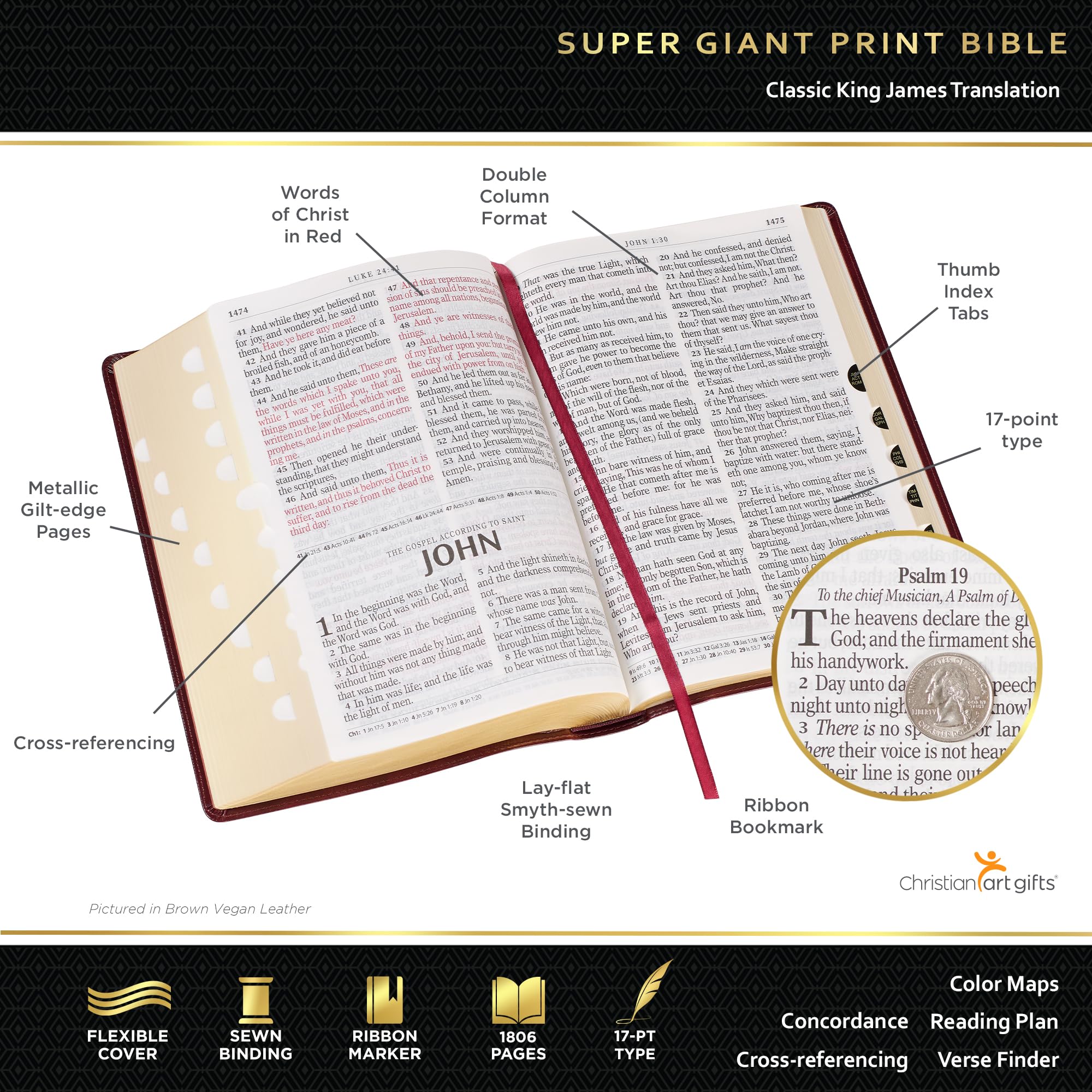 Foto 3 pulgar | Libro Christian Art Gifts Kjv Holy Bible Con Estampado Supergigante - Venta Internacional.