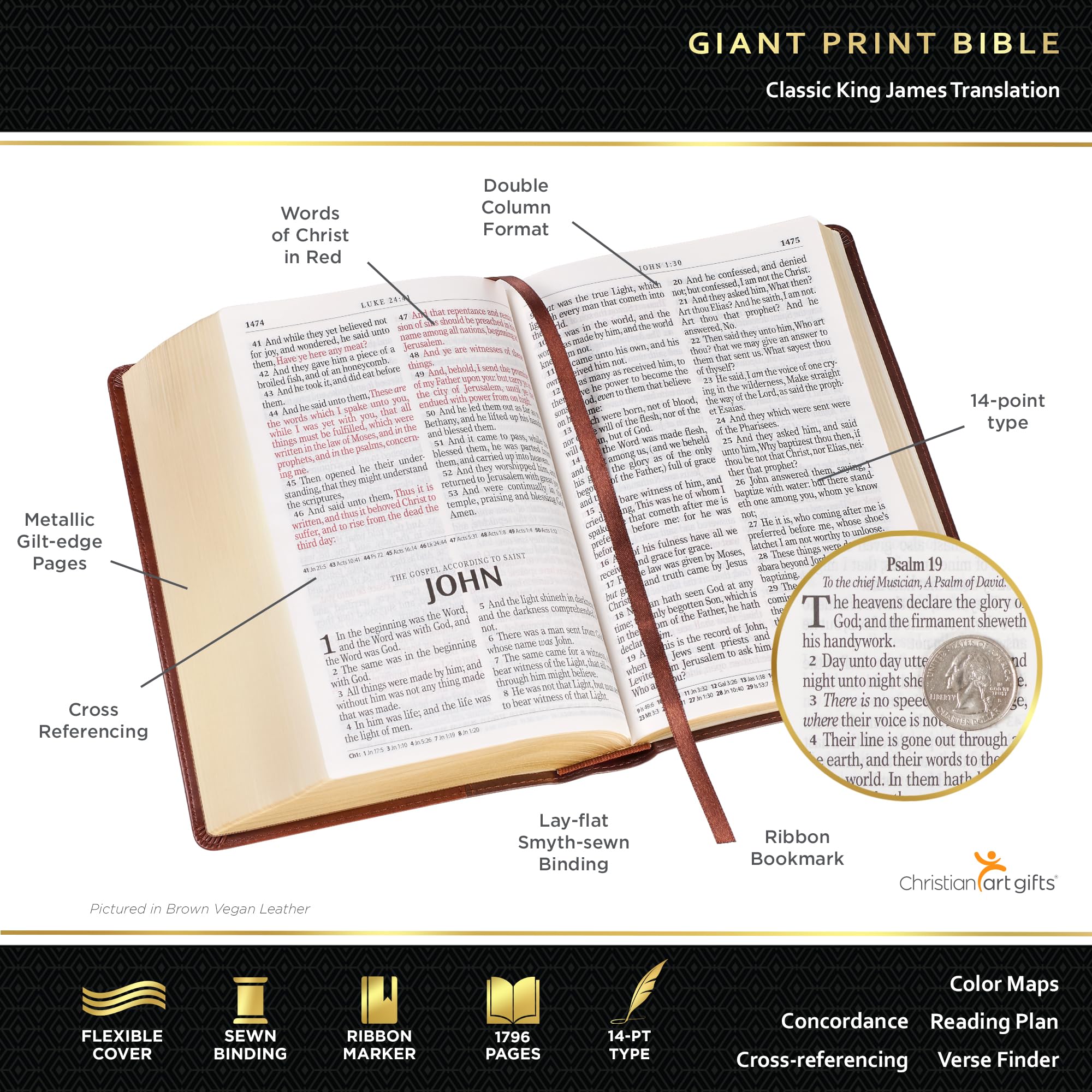 Foto 3 pulgar | Bible Christian Art Gifts Kjv Con Estampado Gigante De Piel Sintética Estándar - Venta Internacional.