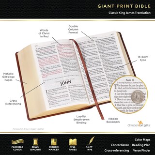 Foto 2 | Bible Christian Art Gifts Kjv Con Estampado Gigante De Piel Sintética Estándar - Venta Internacional.